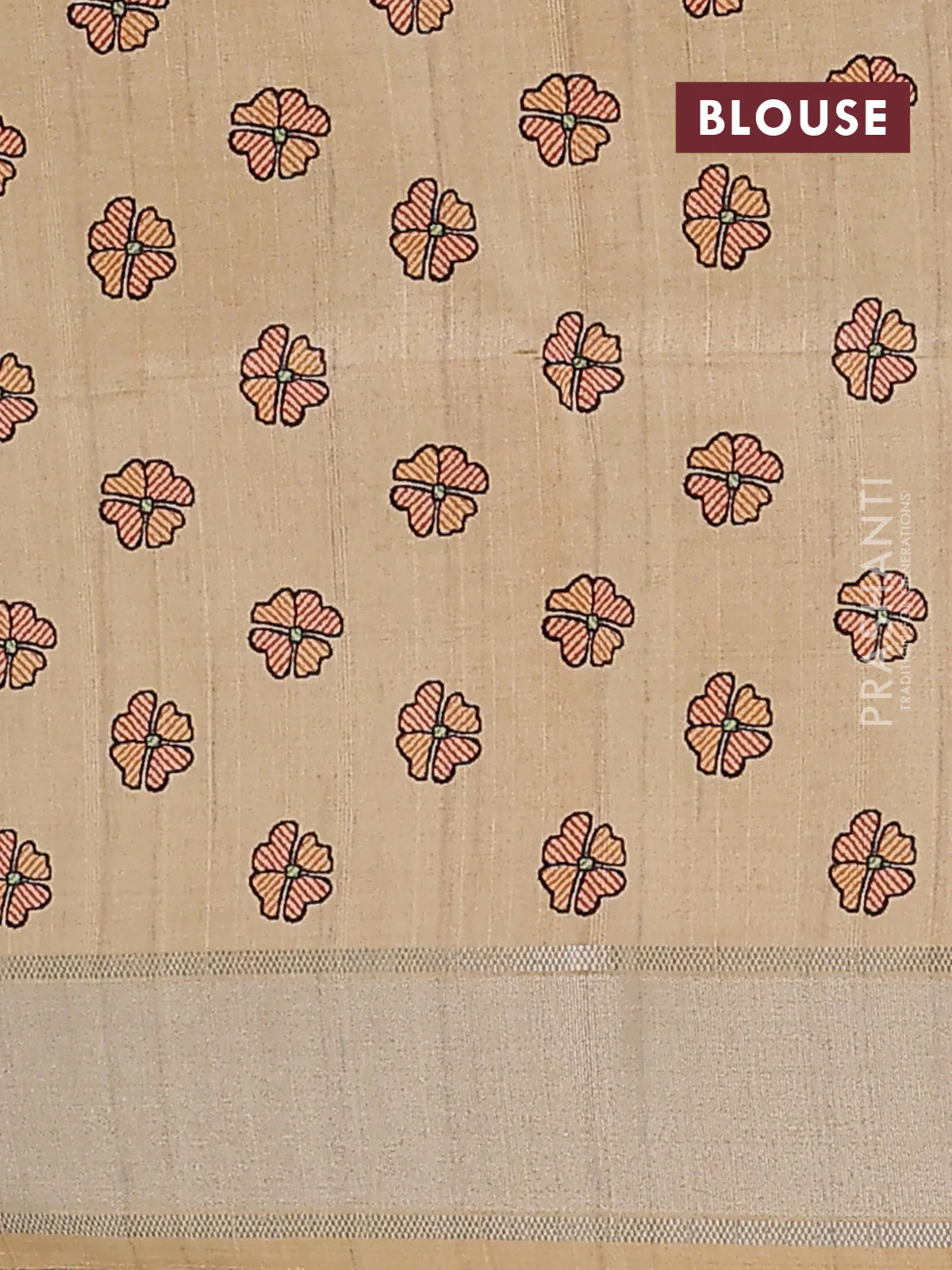 Semi dupion saree pastel pink with zari woven buttas and madhubani printed pallu & blouse - Image 4