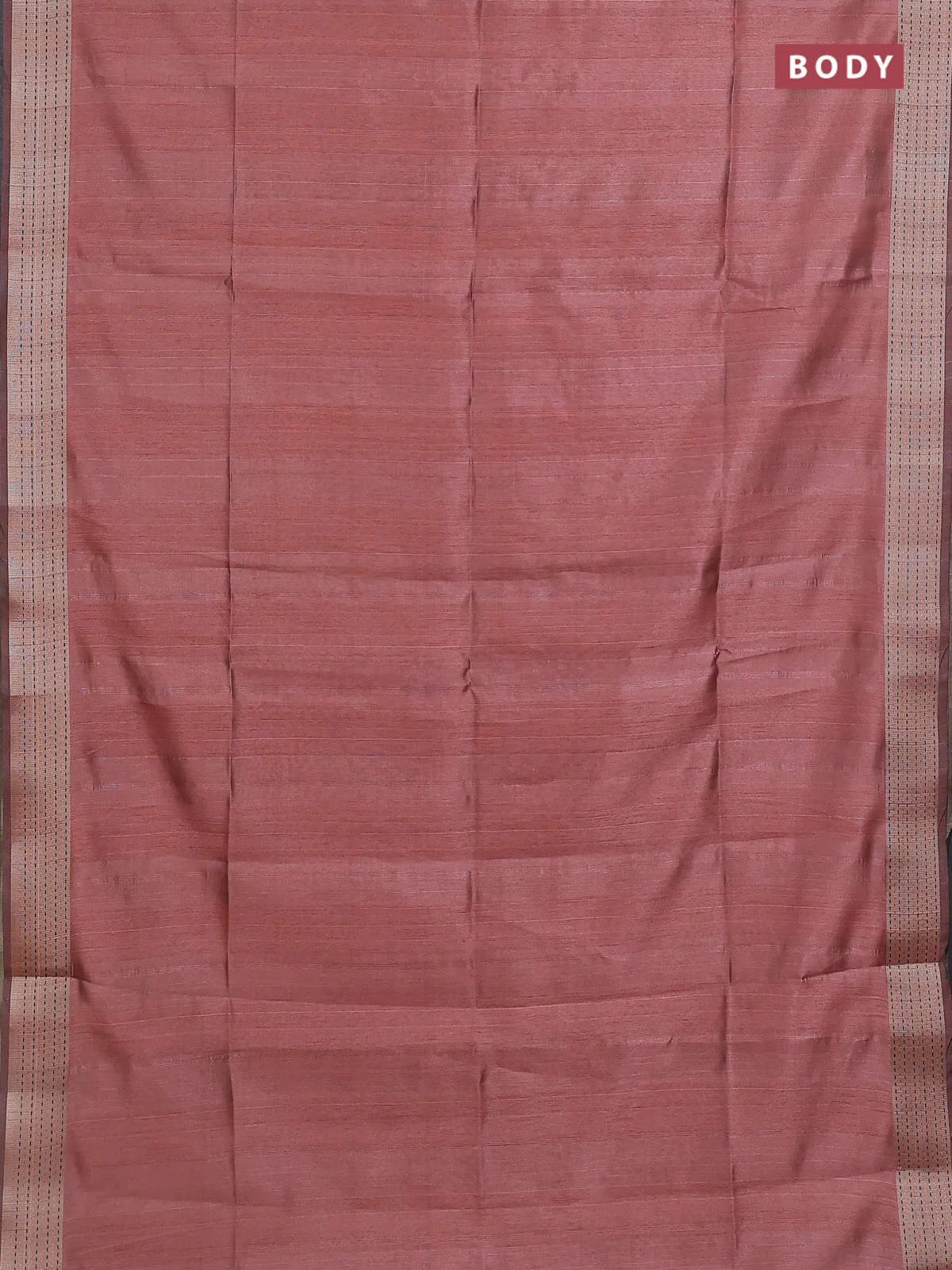 Semi dupion saree peach pink with plain body and madhubani printed pallu & kantha stitch work - Image 2