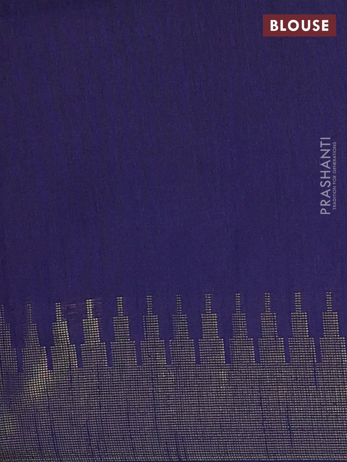 Semi dupion saree peach shade and navy blue with allover zari weaves and temple zari woven border - Image 4