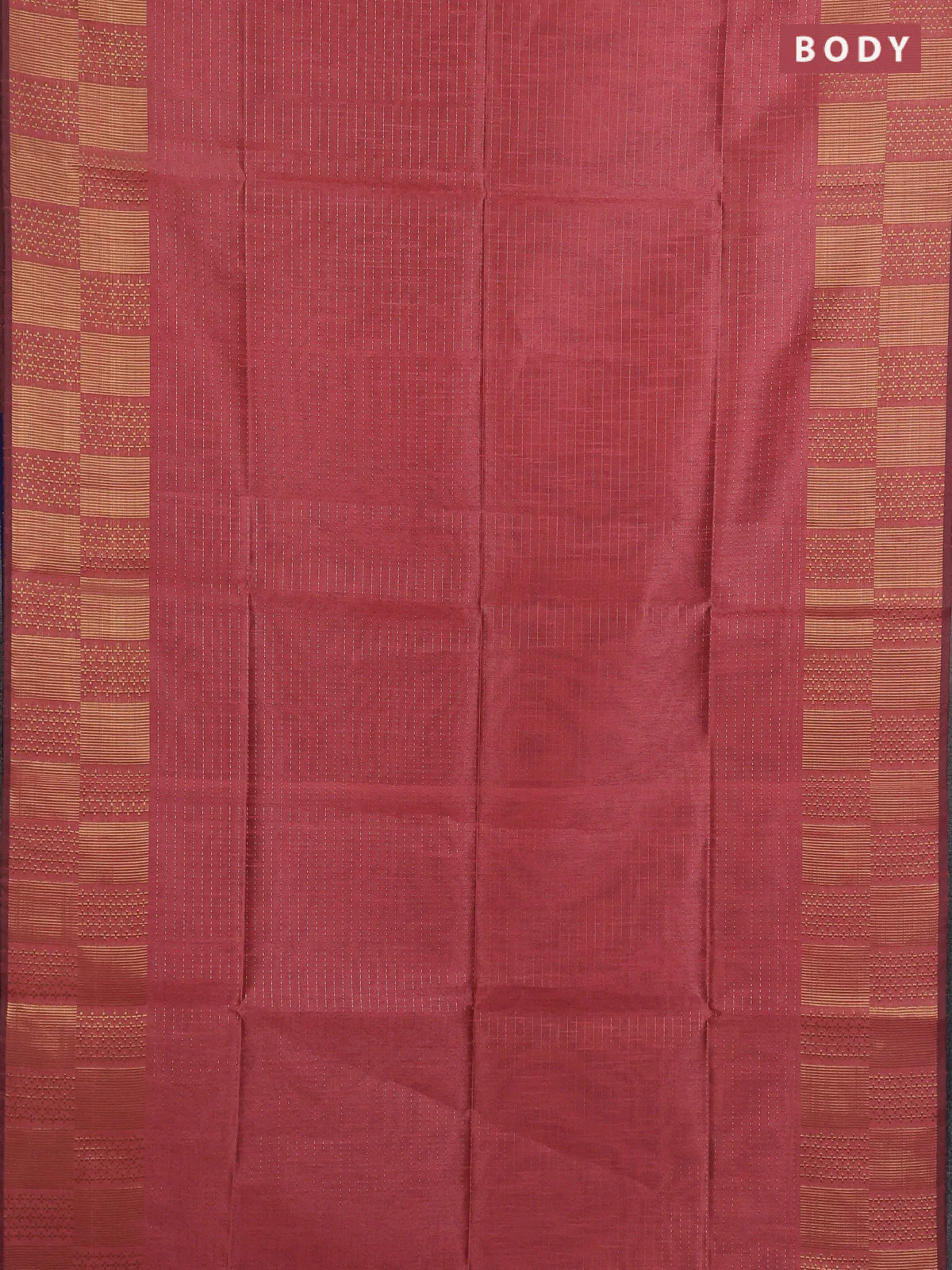 Semi dupion saree peach shade with allover zari stripes pattern and zari woven border - Image 2