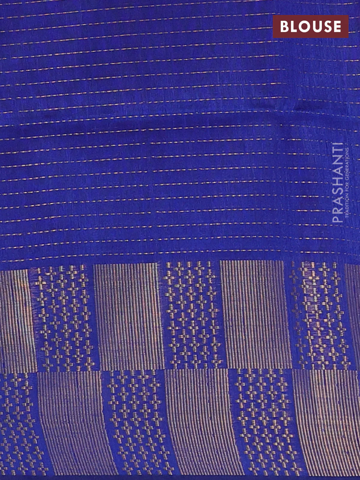 Semi dupion saree peach shade with allover zari stripes pattern and zari woven border - Image 4