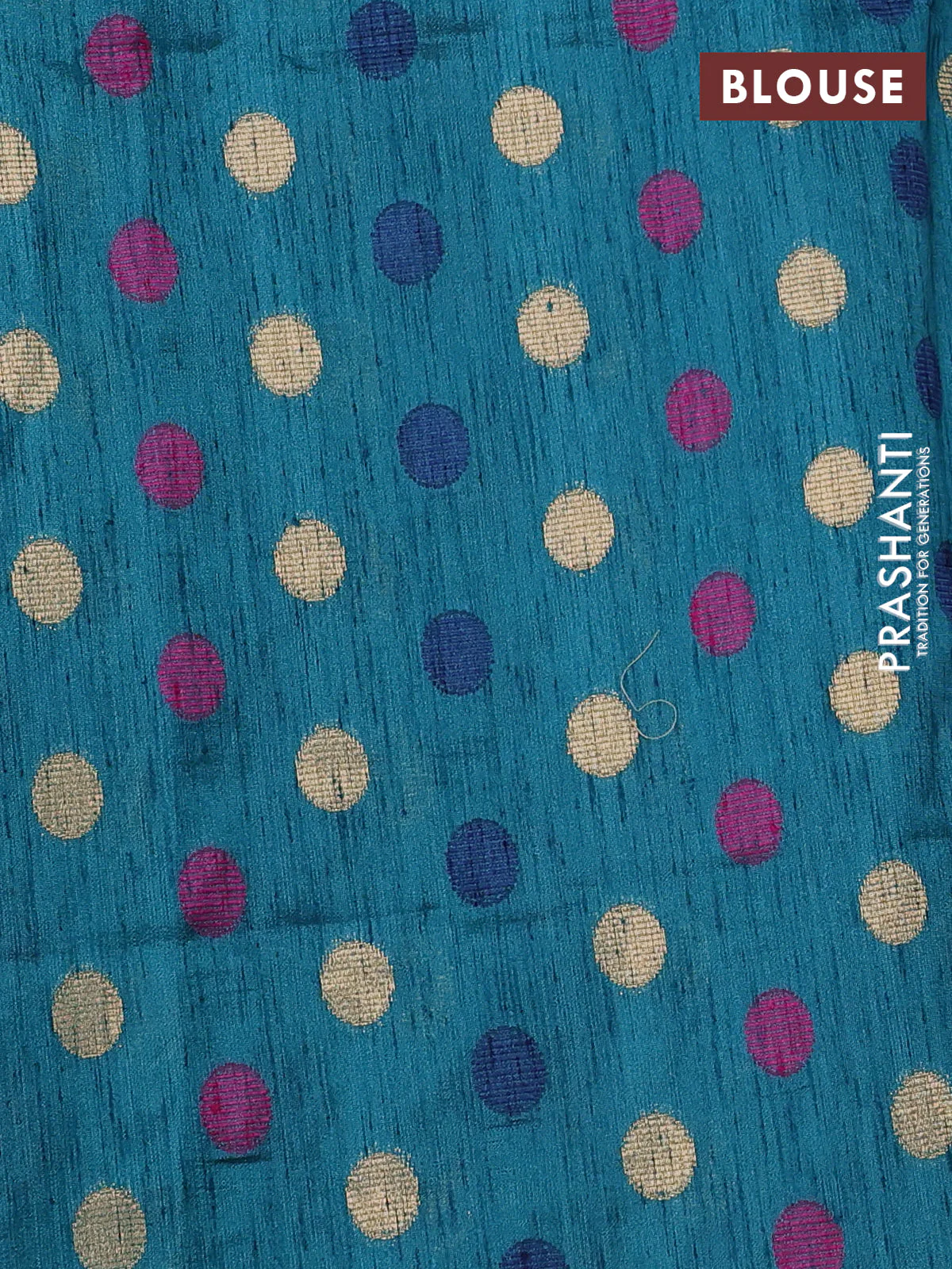 Semi dupion saree peacock blue and multi colour with allover kantha stitch work and zari woven border - Image 3