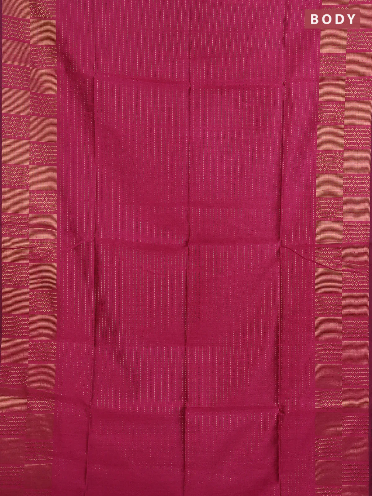 Semi dupion saree pink and yellow with allover zari stripes pattern and zari woven border - Image 2