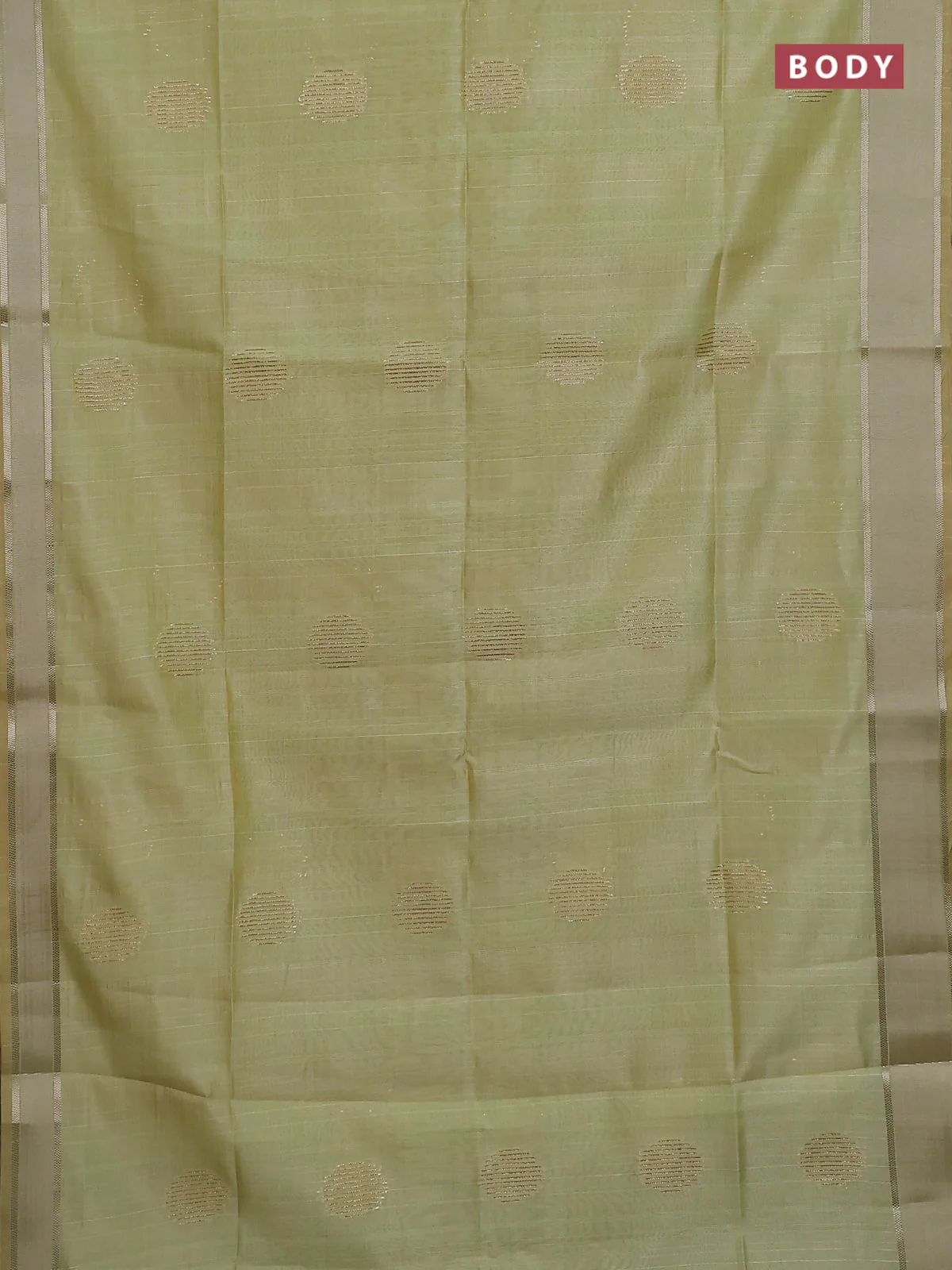 Semi dupion saree pista green with zari woven buttas and madhubani printed pallu & blouse - Image 2