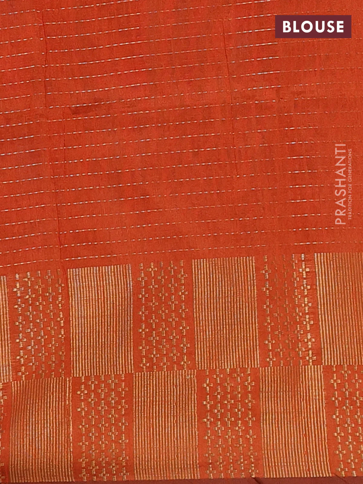 Semi dupion saree purple and orange with allover zari stripes pattern and zari woven border - Image 4