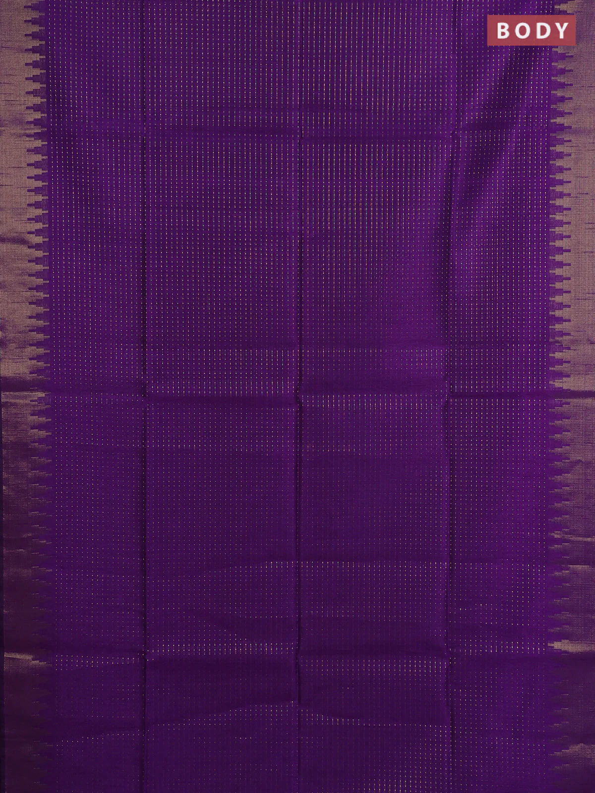 Semi dupion saree purple and pink with allover zari weaves and temple zari woven border - Image 2