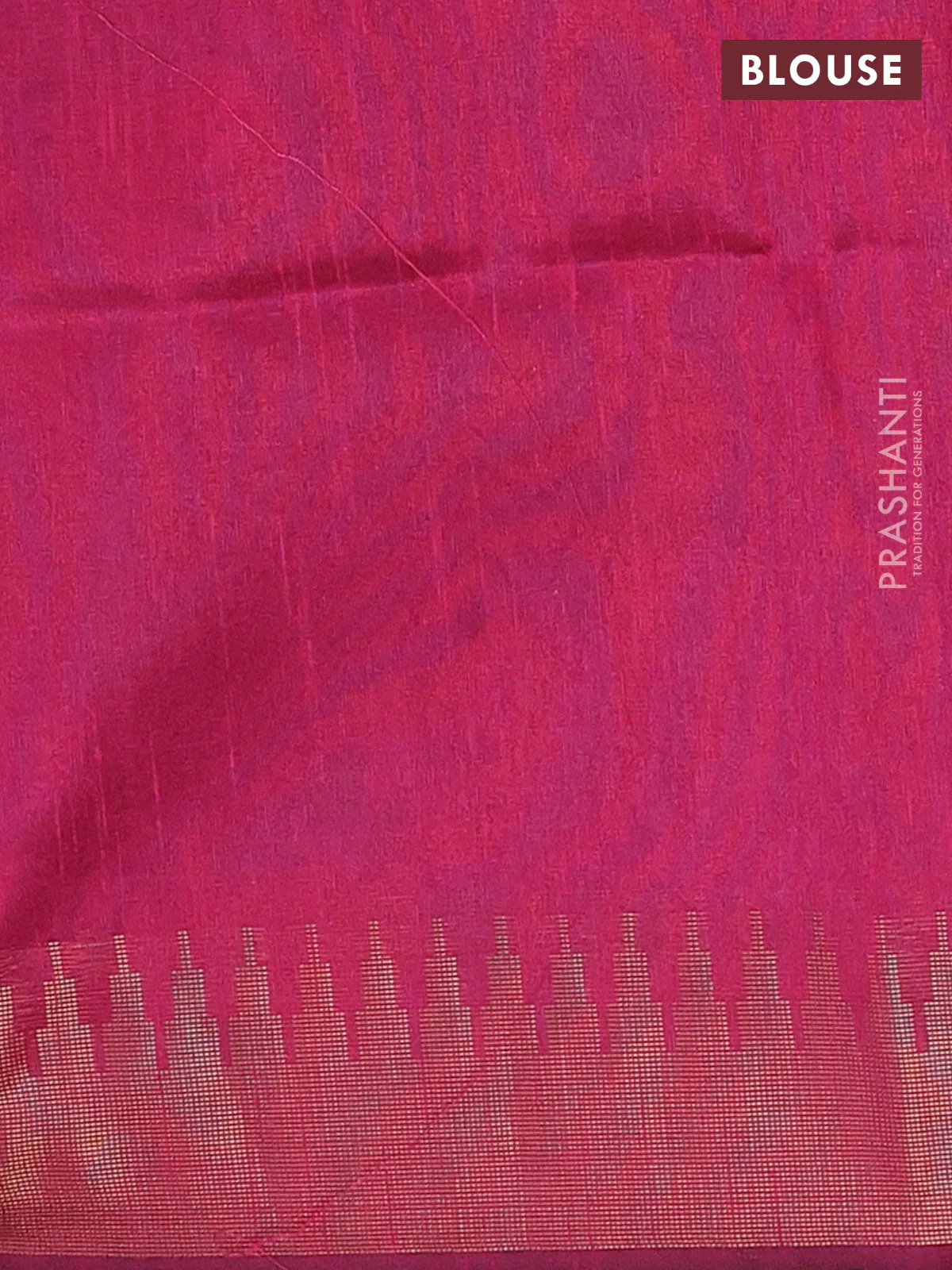 Semi dupion saree purple and pink with allover zari weaves and temple zari woven border - Image 4