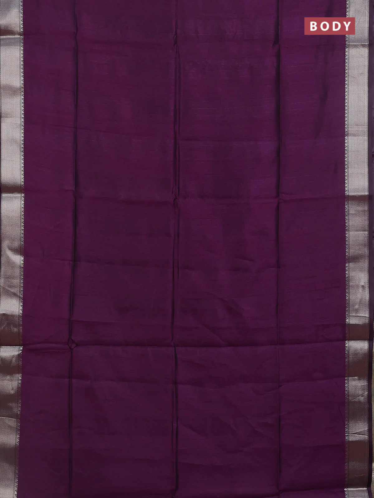 Semi dupion saree purple with plain body and madhubani printed pallu & blouse - Image 2