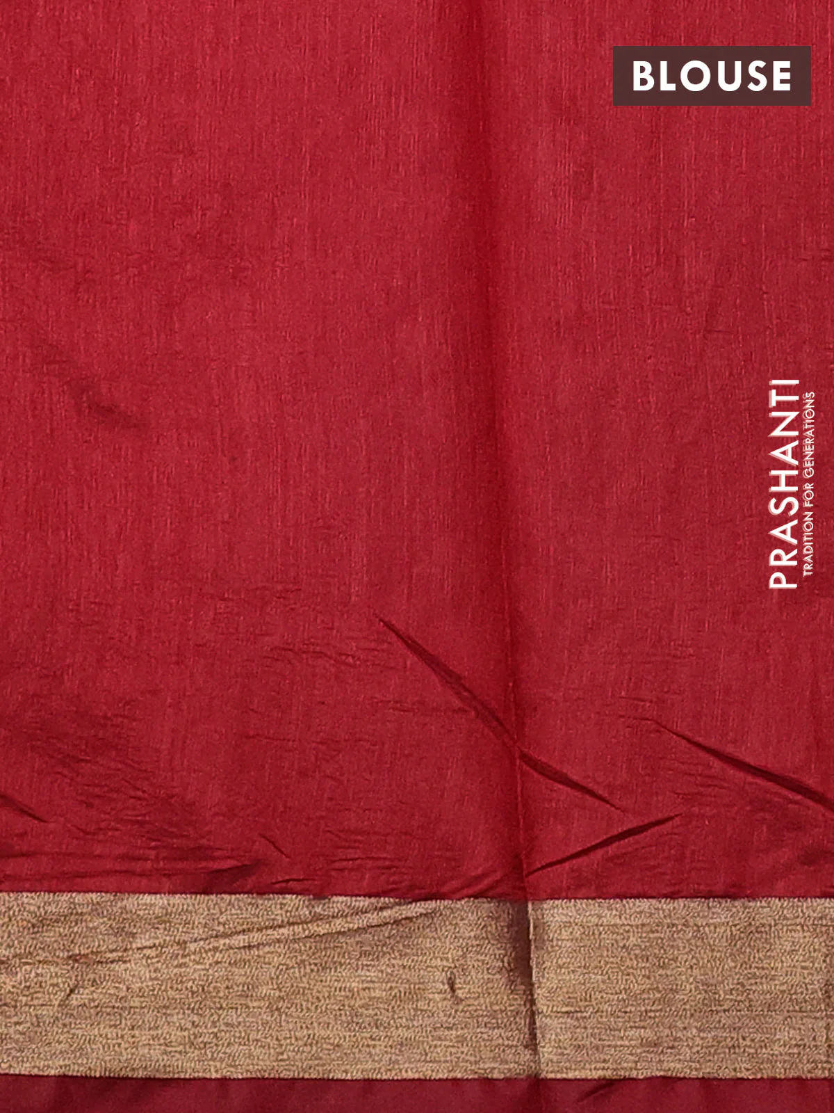 Semi dupion saree red with allover thread weaves and parsi embroidery work zari woven border - Image 3