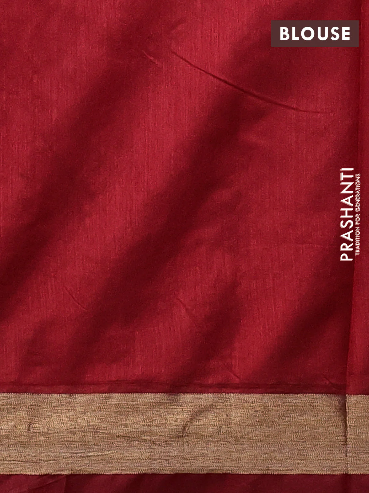 Semi dupion saree red with allover thread weaves and parsi embroidery work zari woven border - Image 3