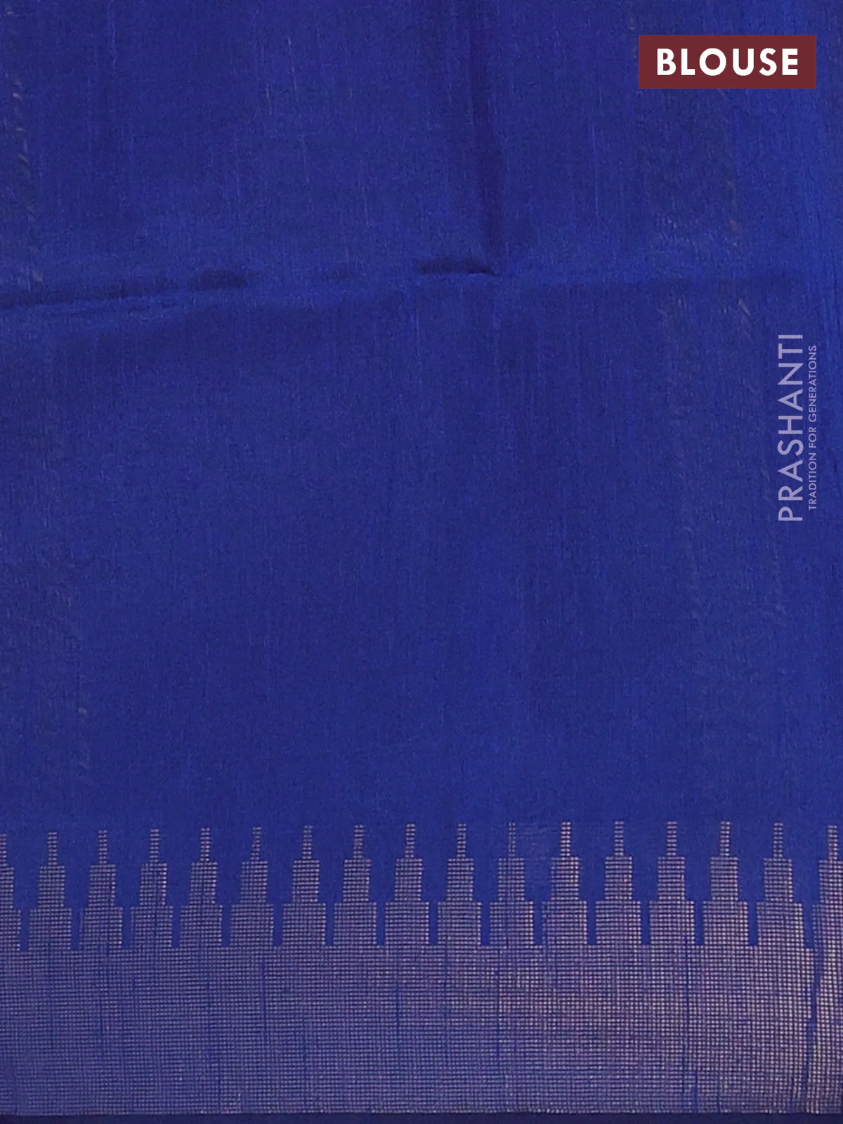 Semi dupion saree teal green and blue with allover zari weaves and temple zari woven border - Image 4