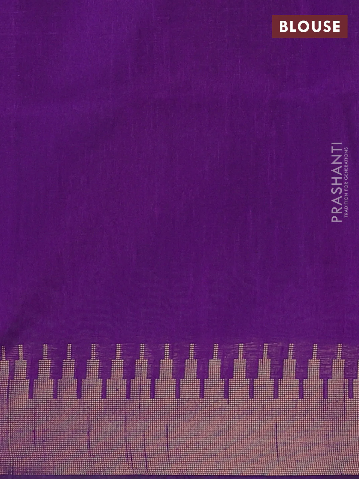 Semi dupion saree teal green and purple with allover zari weaves and temple zari woven border - Image 4
