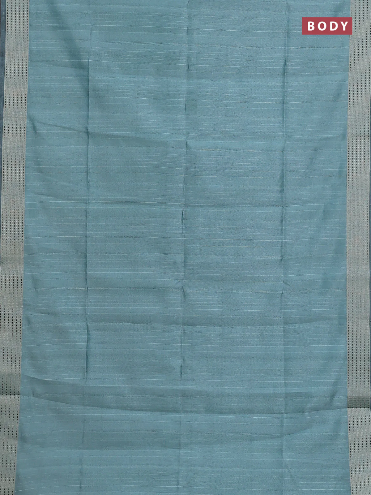 Semi dupion saree teal green with plain body and madhubani printed pallu & kantha stitch work - Image 2