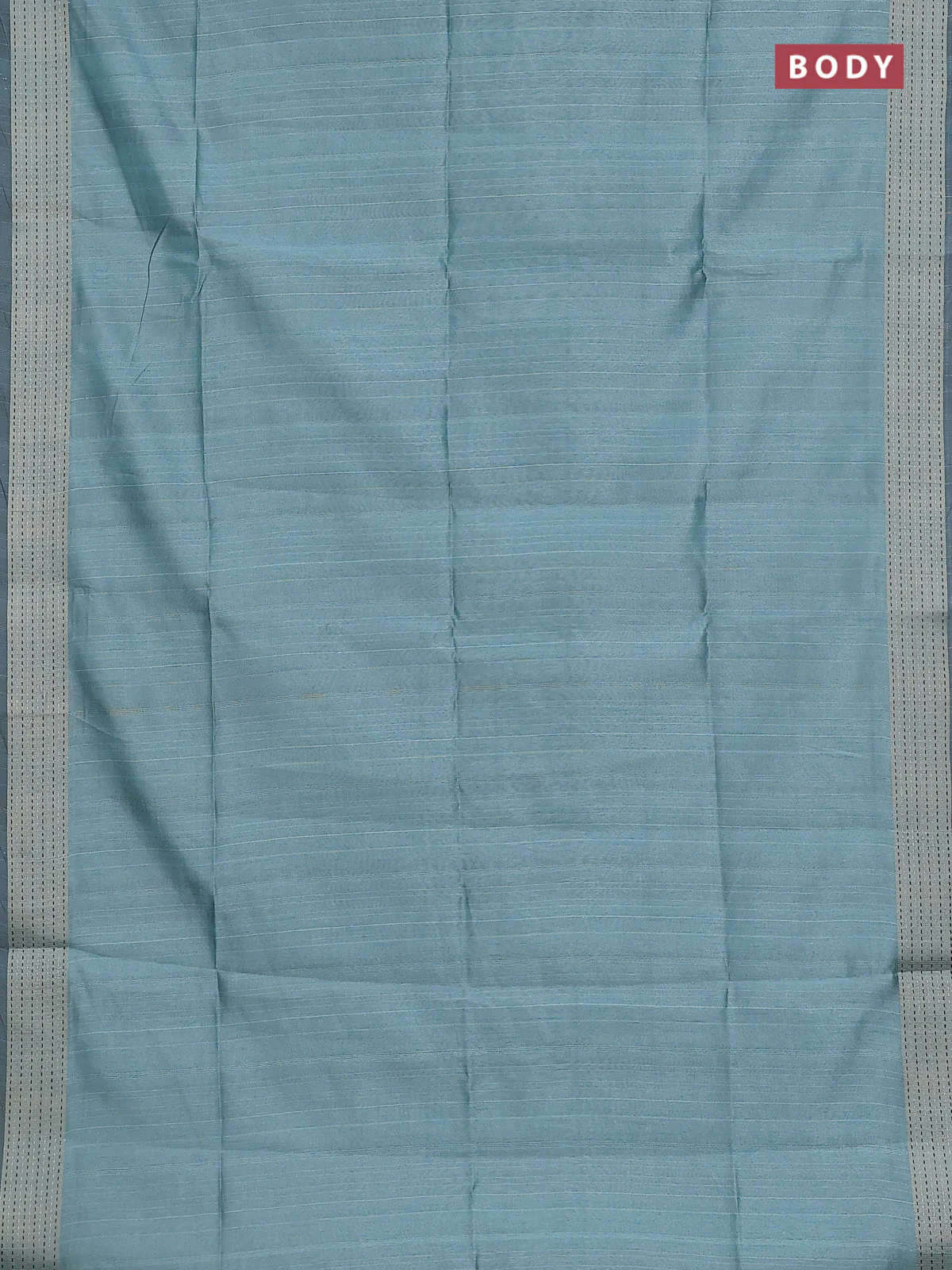 Semi dupion saree teal green with plain body and madhubani printed pallu & kantha stitch work - Image 2