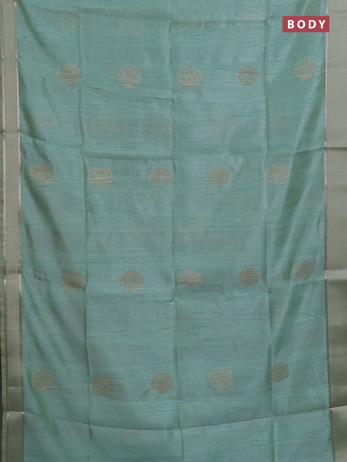 Semi dupion saree teal green with zari woven buttas and madhubani printed pallu & blouse - Image 2