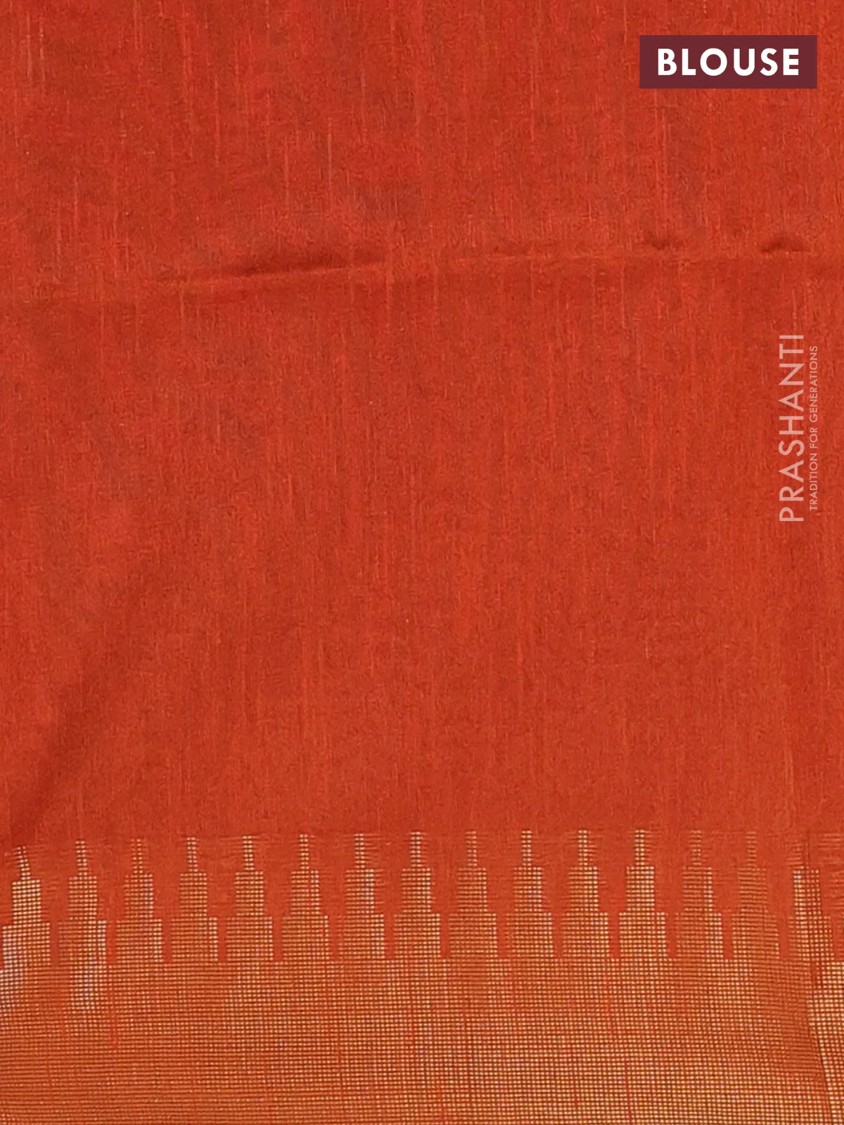 Semi dupion saree violet and orange with allover zari weaves and temple zari woven border - Image 4