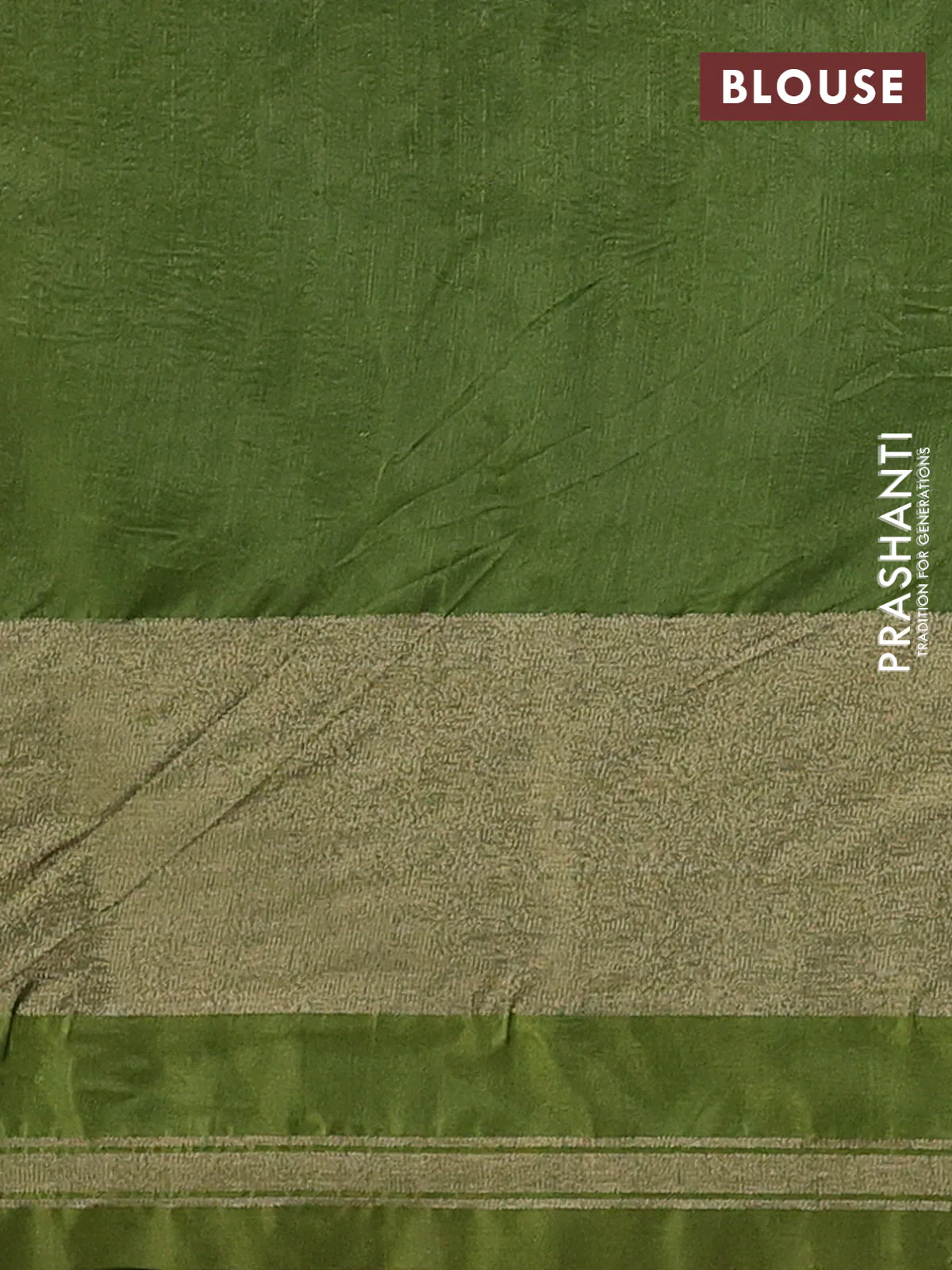 Semi dupion saree yellow and green with allover thread weaves and parsi embroidery work zari woven border - Image 3