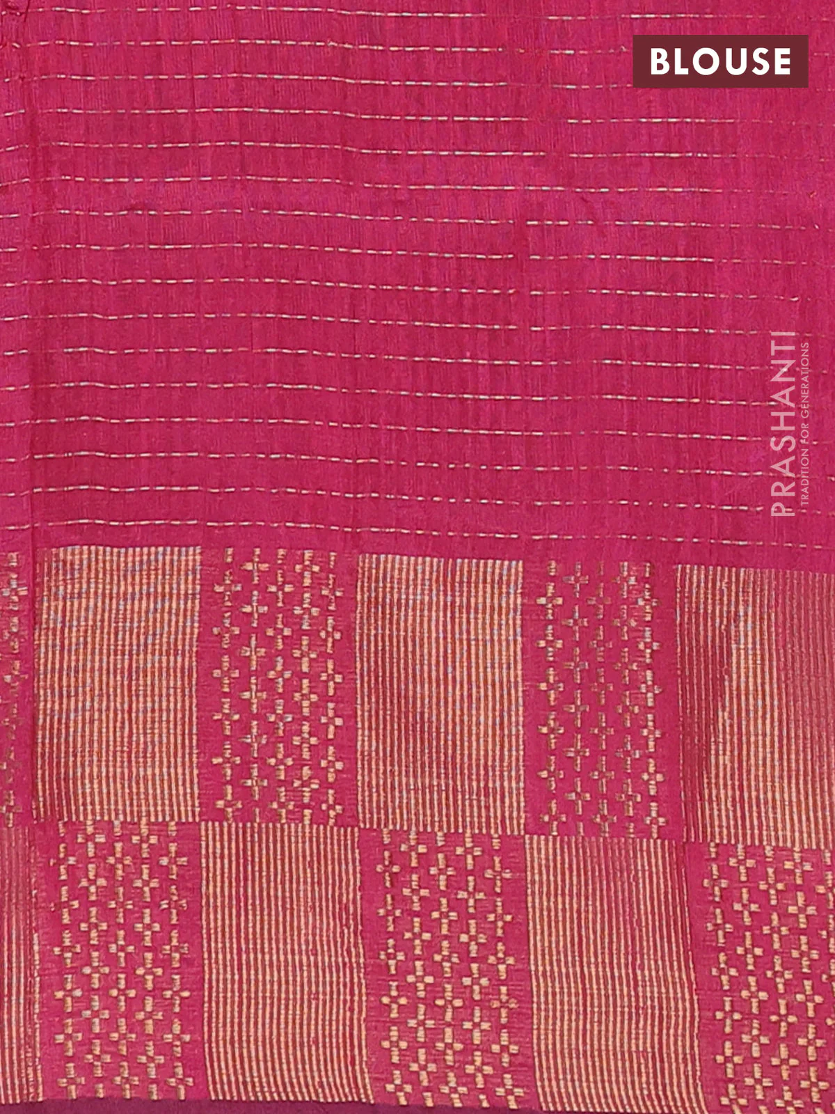 Semi dupion saree yellow and pink with allover zari stripes pattern and zari woven border - Image 4