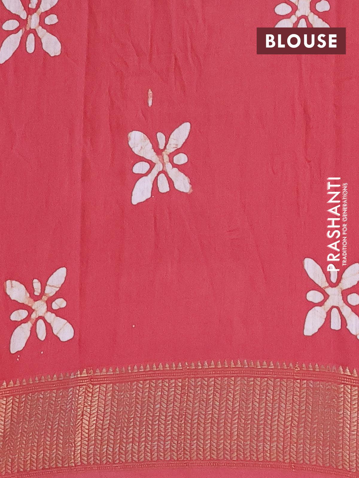 Semi gadwal saree maroon with allover batik buttas prints and zari woven border - Image 4