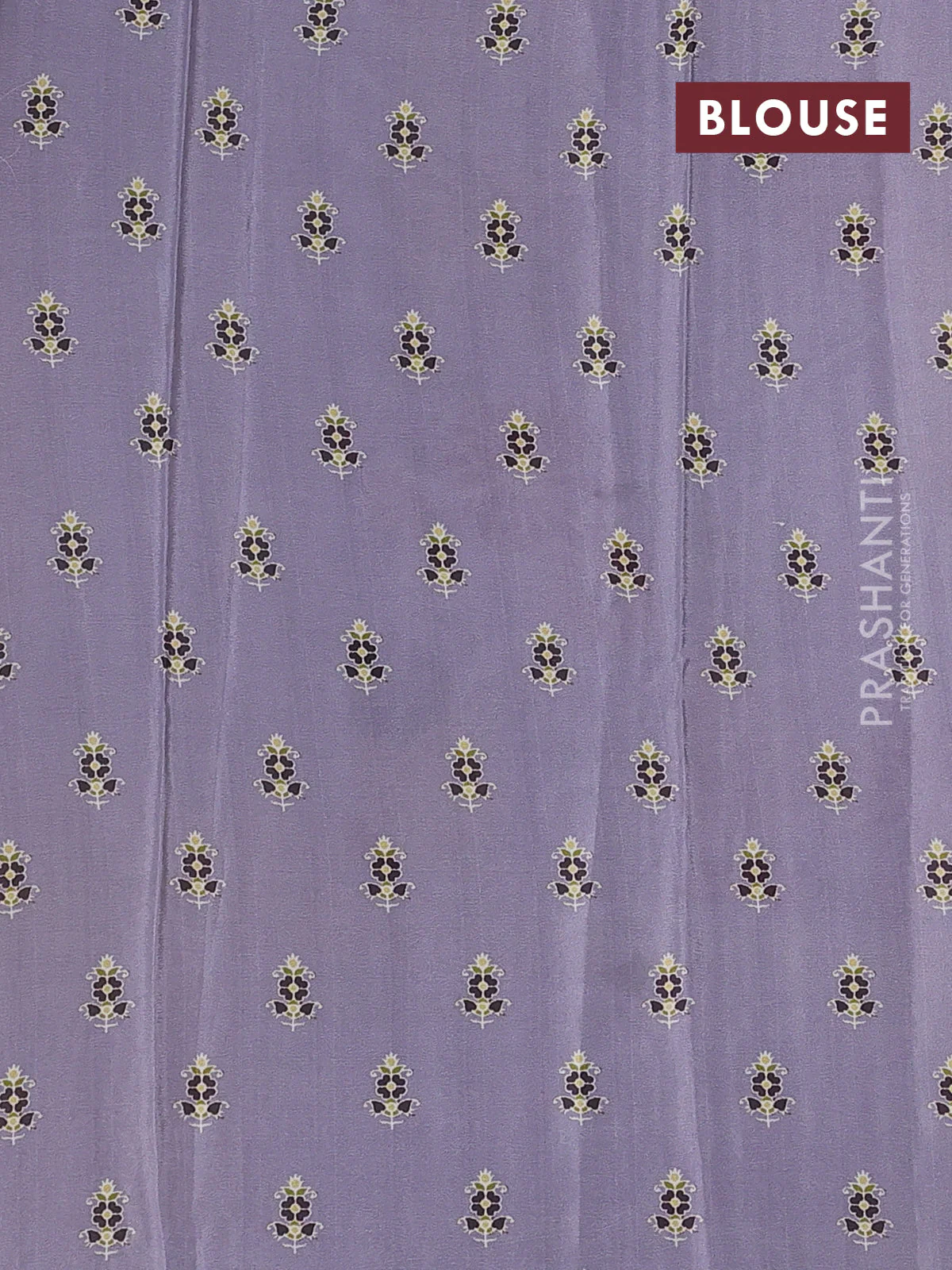 Semi georgette saree grey with allover floral prints and long zari woven border - Image 3