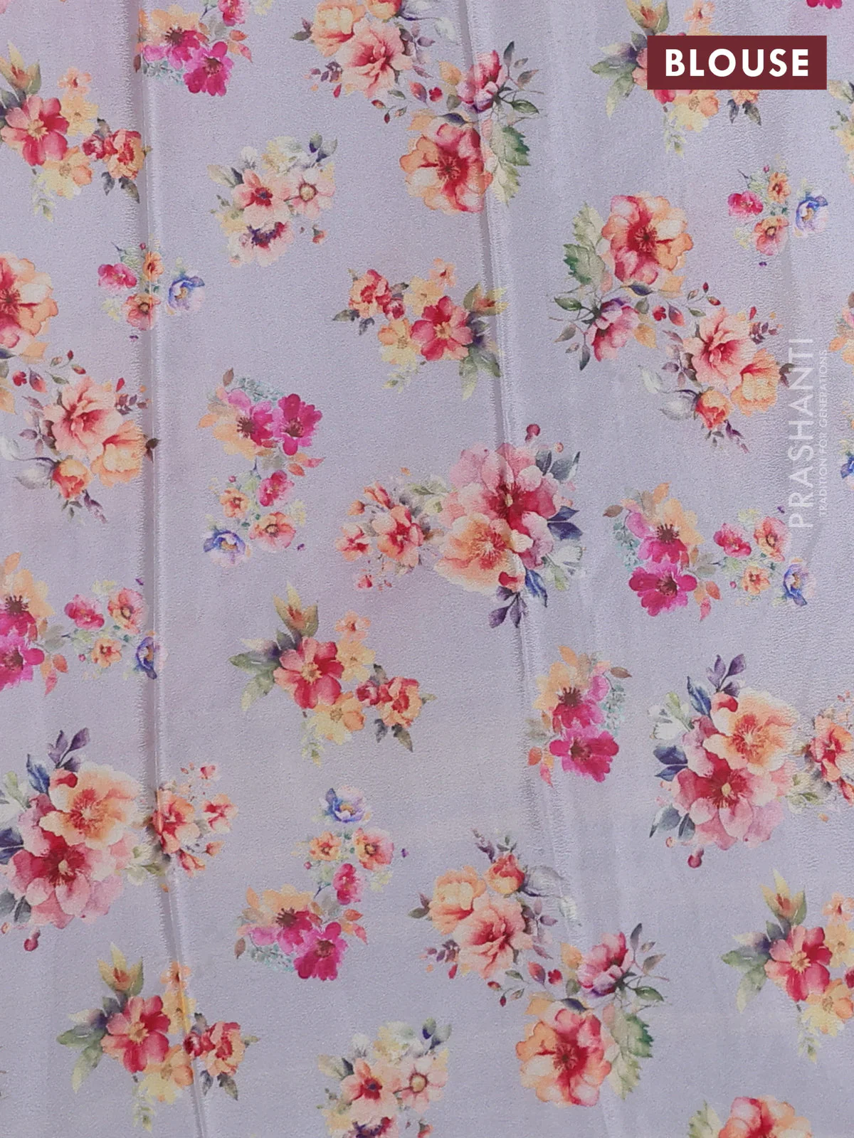 Semi georgette saree grey with allover floral prints and long zari woven border - Image 3