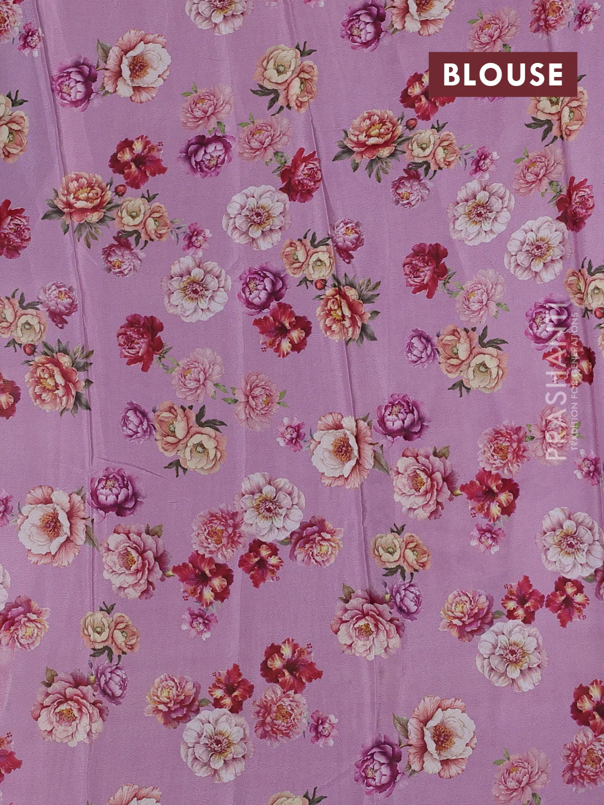 Semi georgette saree mauve pink with allover floral prints and long zari woven border - Image 3