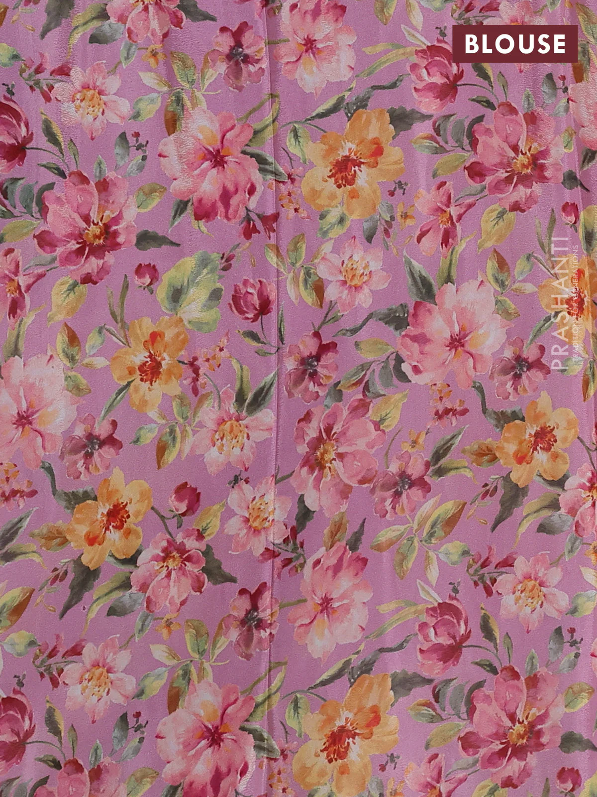 Semi georgette saree mauve pink with allover floral prints and long zari woven border - Image 3