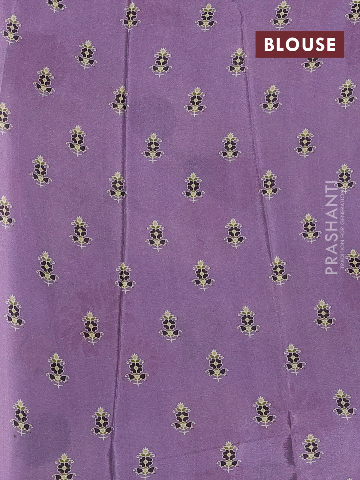 Semi georgette saree pastel purple with allover floral prints and long zari woven border - Image 3