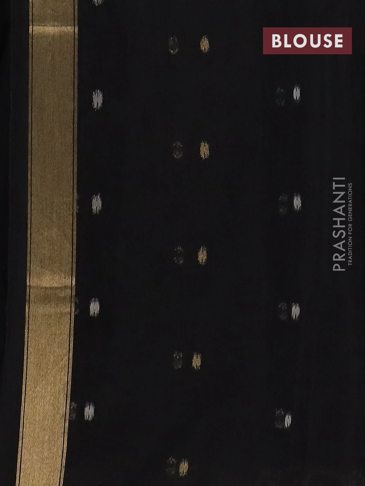 Semi jute linen saree black with zari woven floral buttas and zari woven border - Image 4