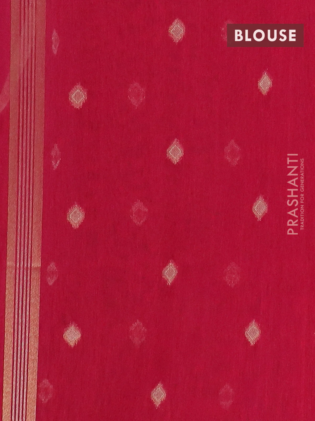 Semi jute linen saree magenta pink with silver & gold zari woven buttas and zari woven border - Image 4