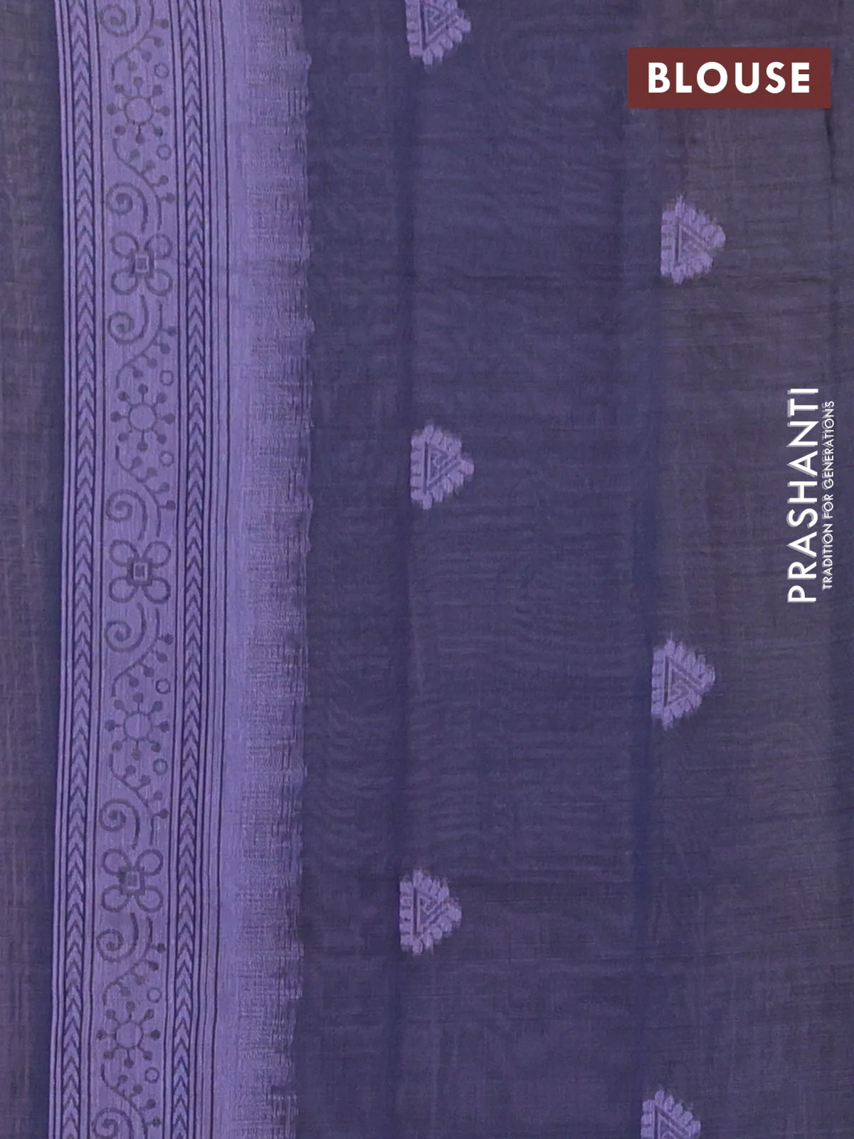 Semi jute silk saree lavender and blue with thread woven buttas and warli design weaving pallu - Image 4