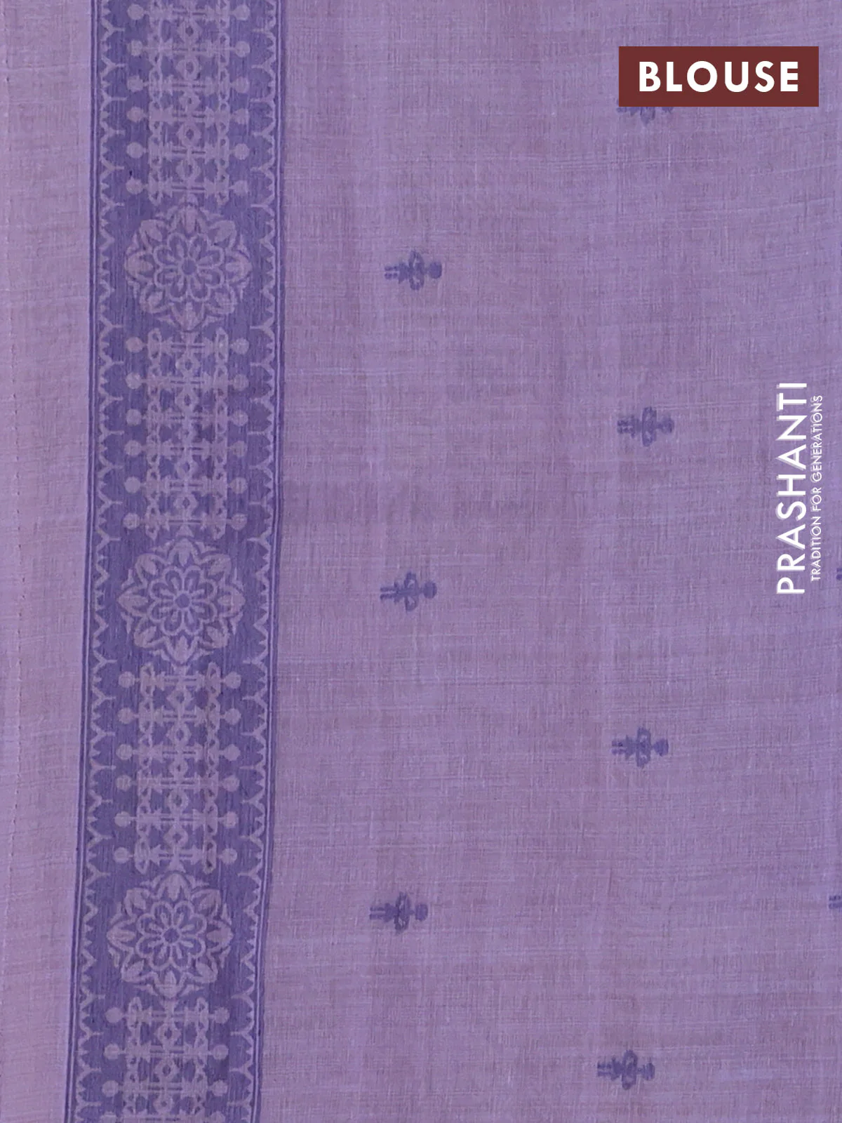 Semi jute silk saree lavender and blue with thread woven warli buttas and warli design weaving pallu - Image 4