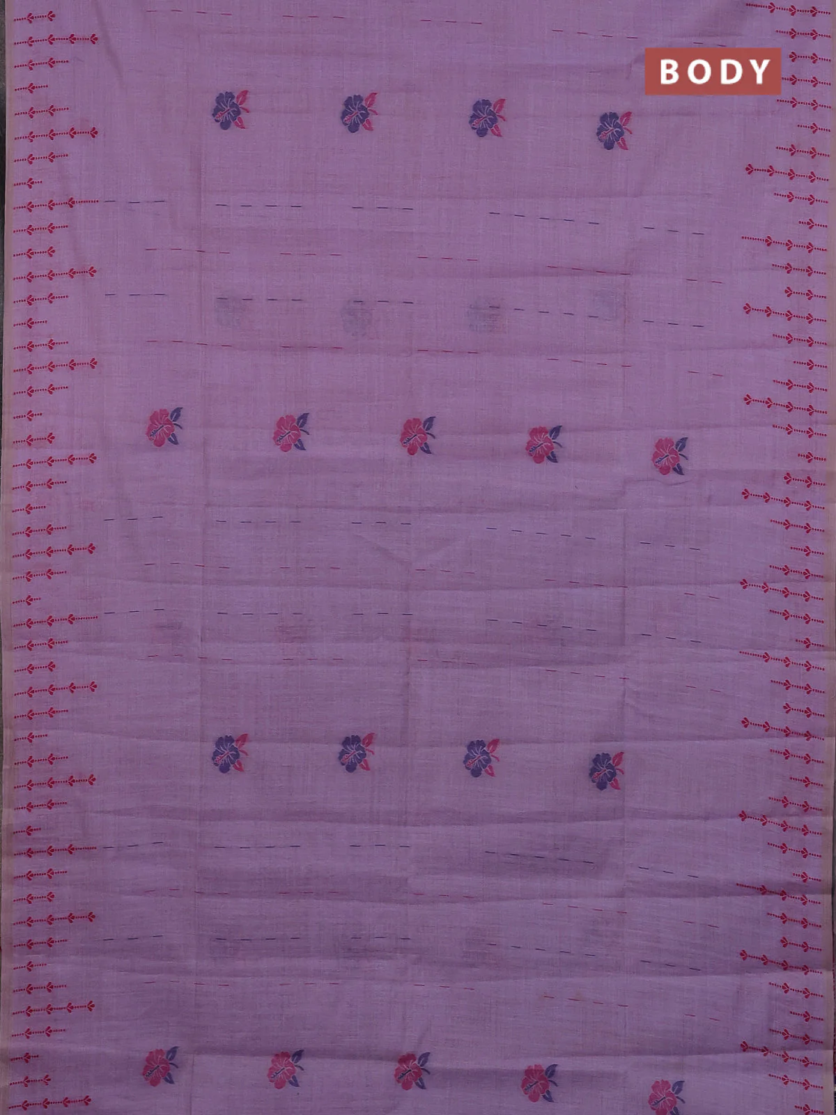 Semi jute silk saree lavender and dark blue with thread woven buttas and floral design weaving pallu - Image 2