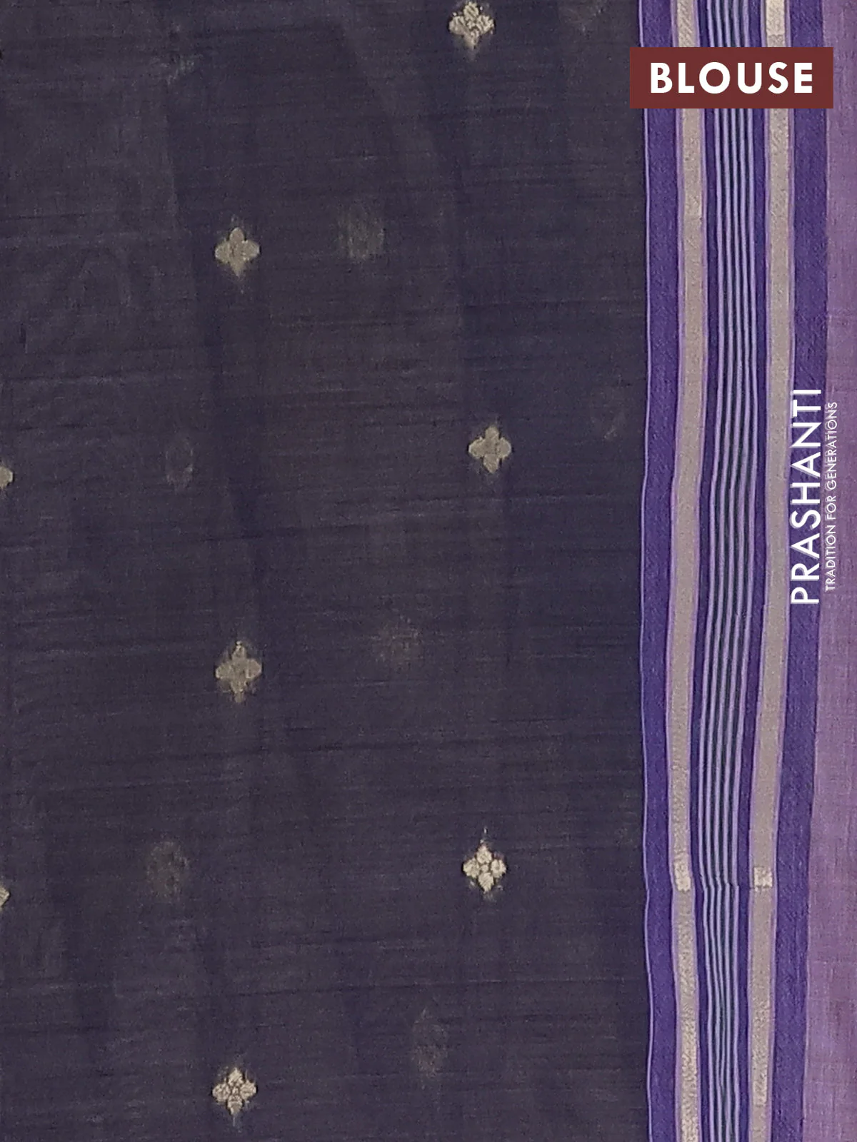 Semi jute silk saree lavender and dark blue with thread woven buttas and floral design weaving pallu - Image 4