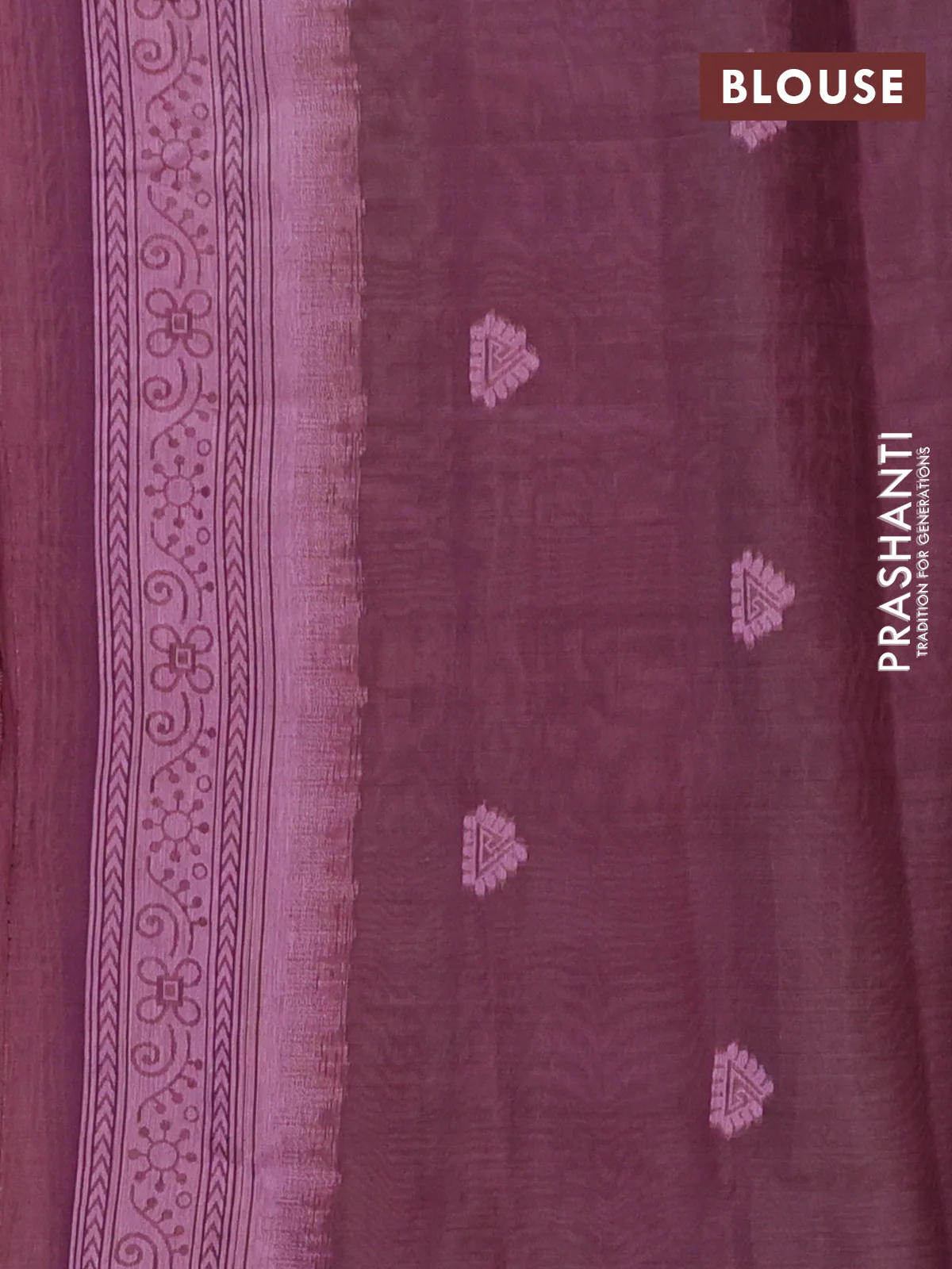 Semi jute silk saree mild peach pink and purple with thread woven buttas and warli design weaving pallu - Image 4