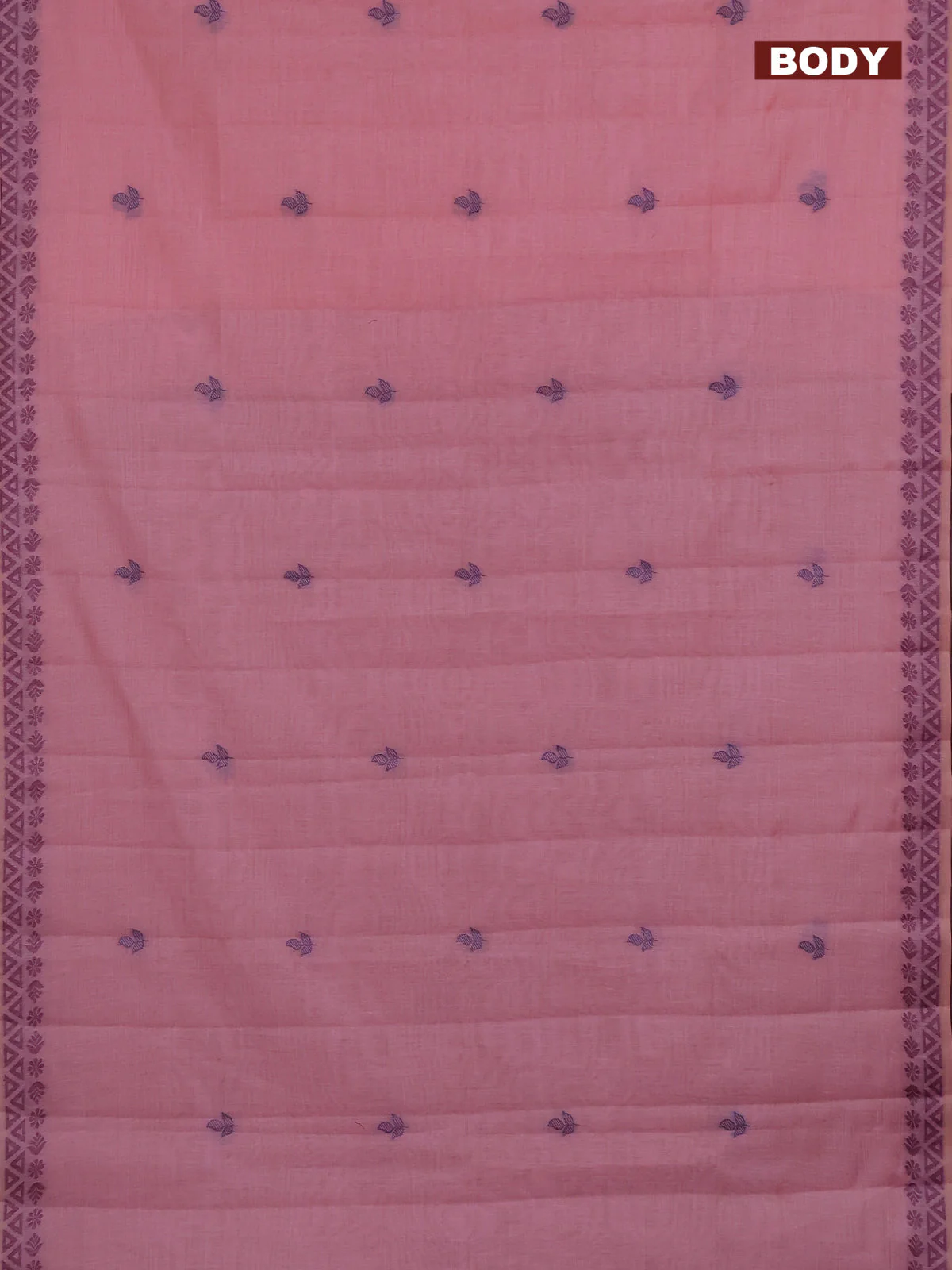 Semi jute silk saree pastel pink and wine shade with thread woven buttas and thread woven pallu - Image 2