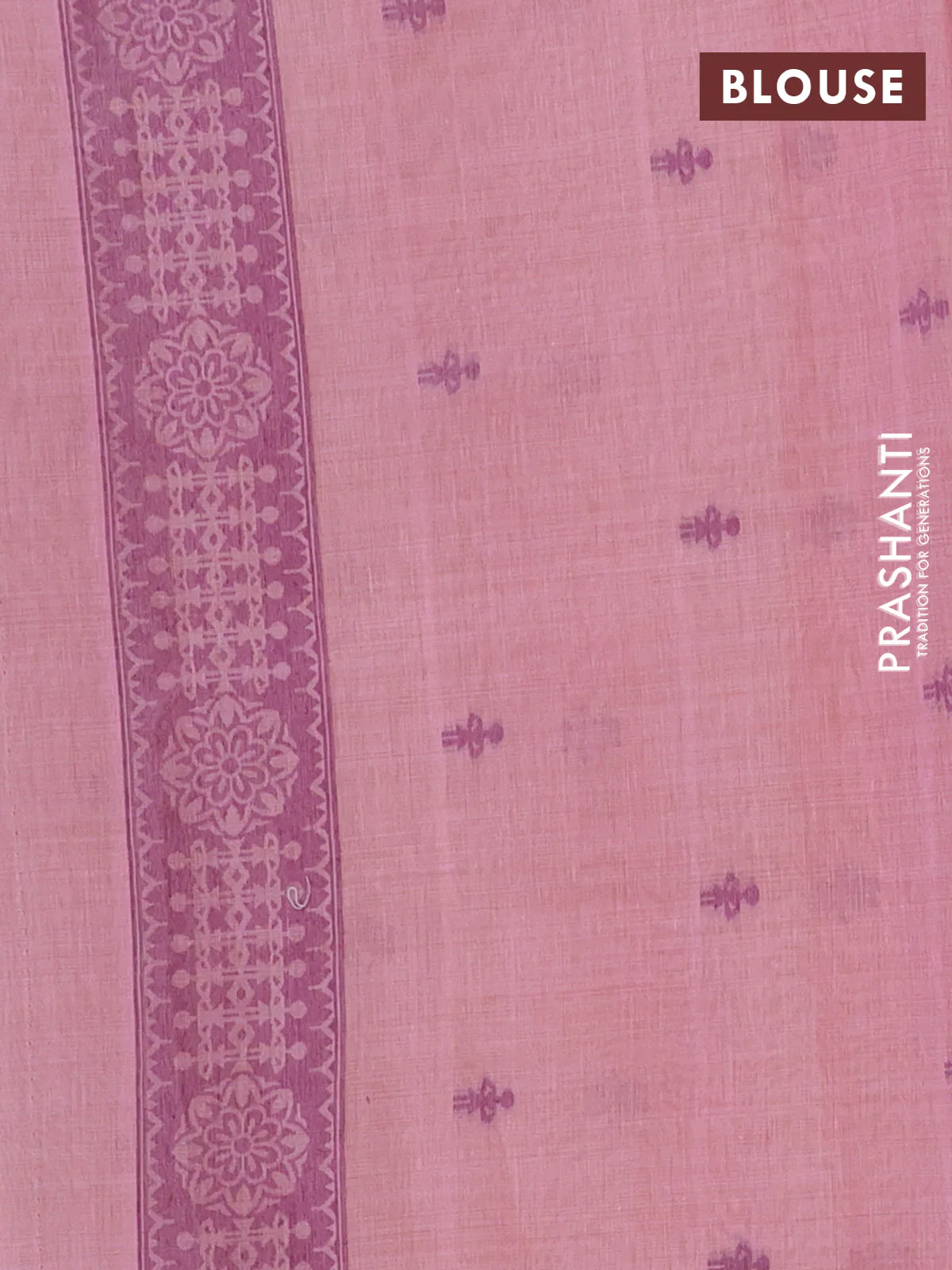 Semi jute silk saree peach pink and wine shade with thread woven warli buttas and warli design weaving pallu - Image 4
