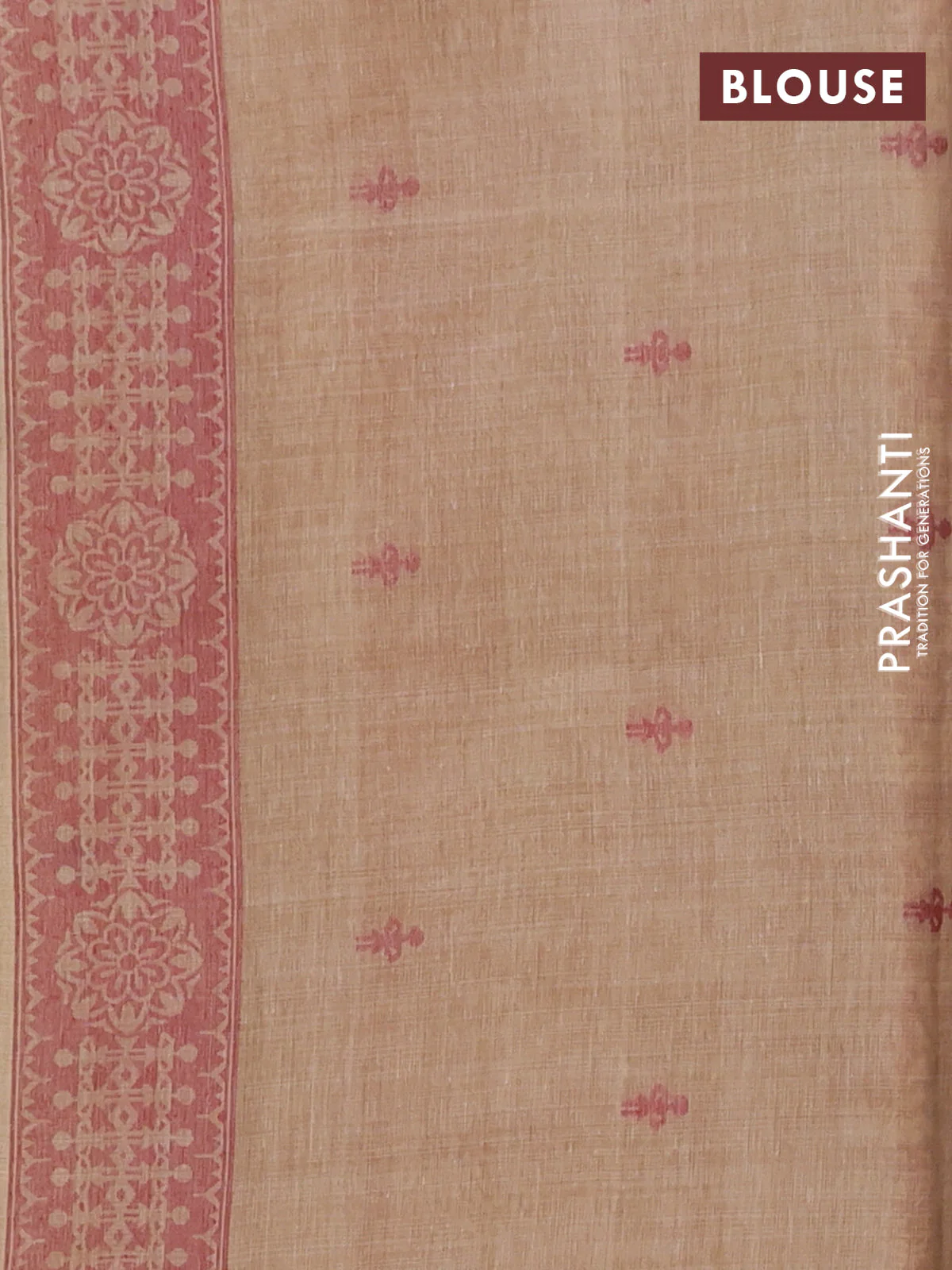 Semi jute silk saree sandal and maroon with thread woven warli buttas and warli design weaving pallu - Image 4