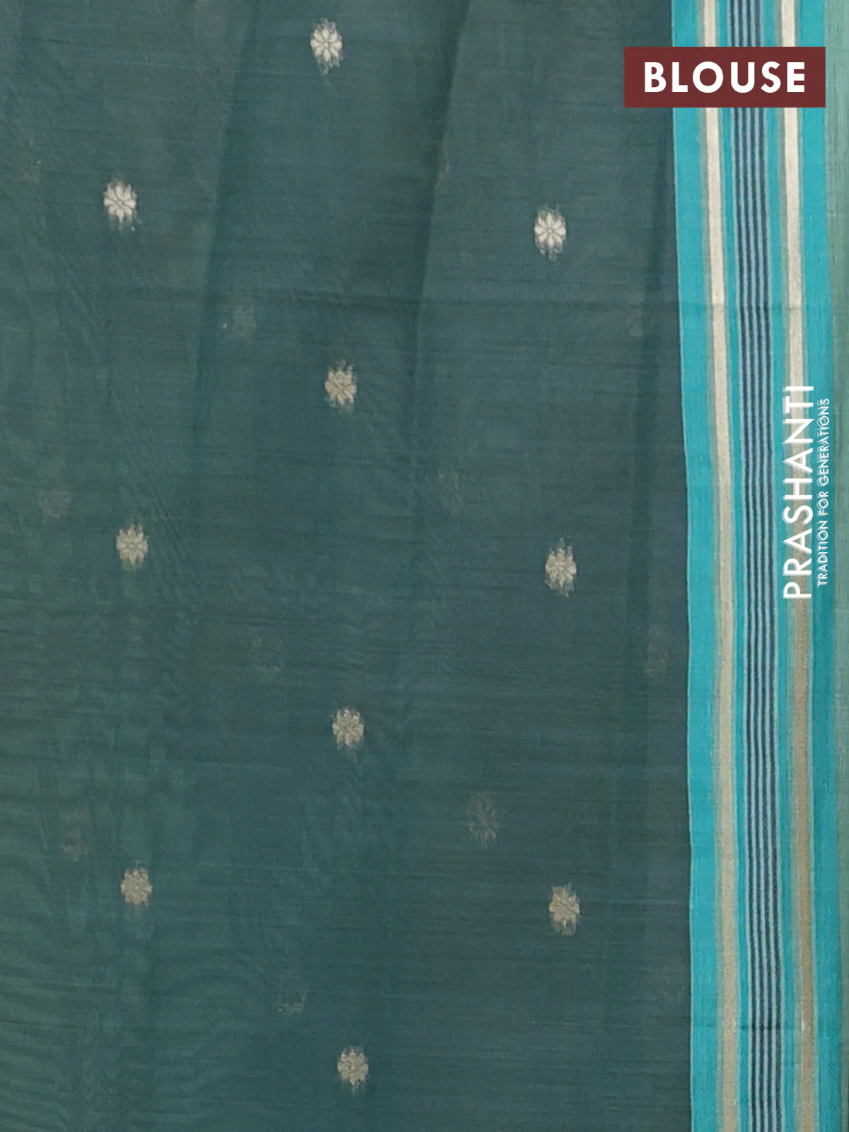 Semi jute silk saree teal green and green with thread woven floral buttas and floral design weaving pallu - Image 4