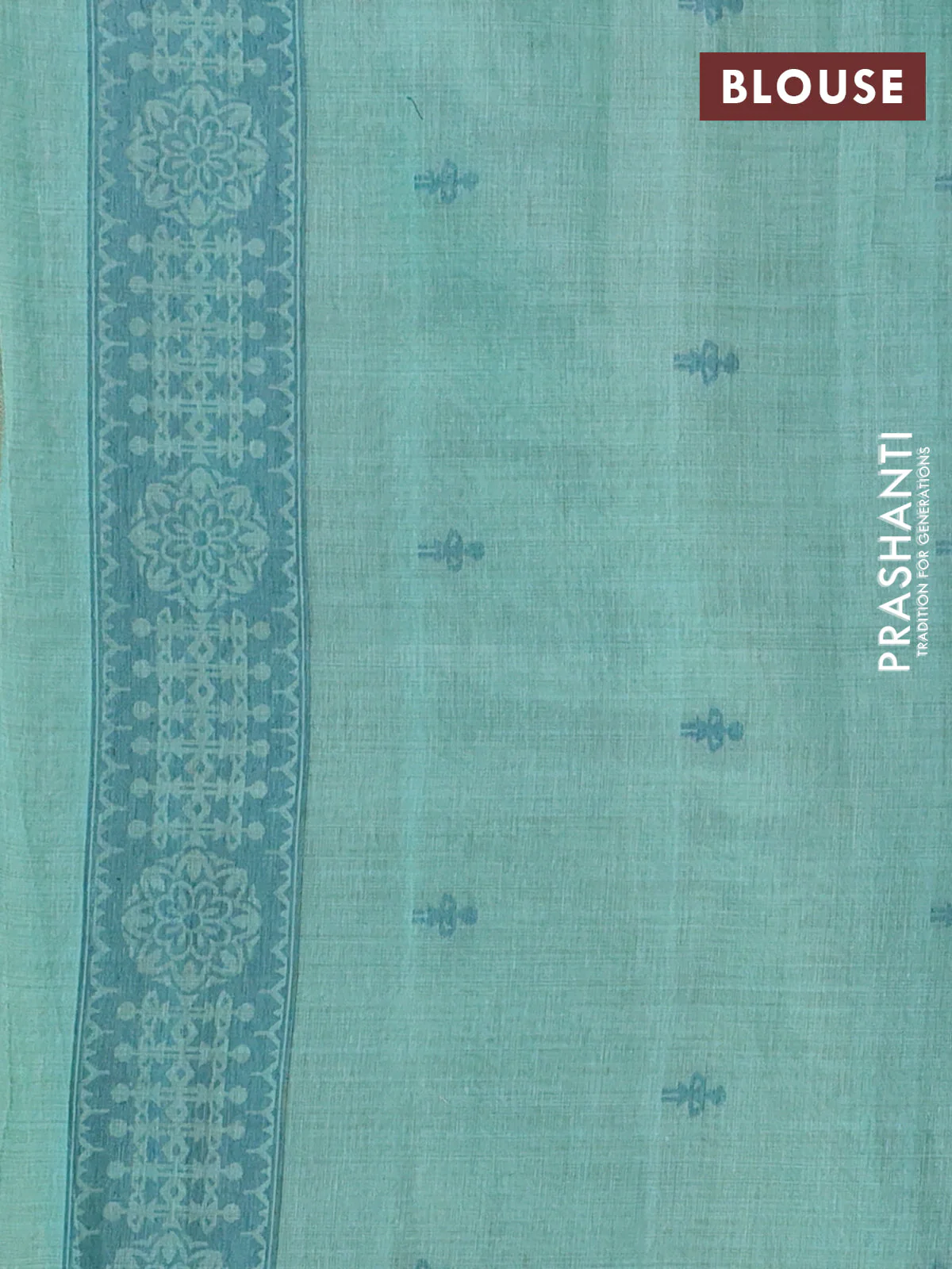 Semi jute silk saree teal green shade and peacock green with thread woven warli buttas and warli design weaving pallu - Image 4