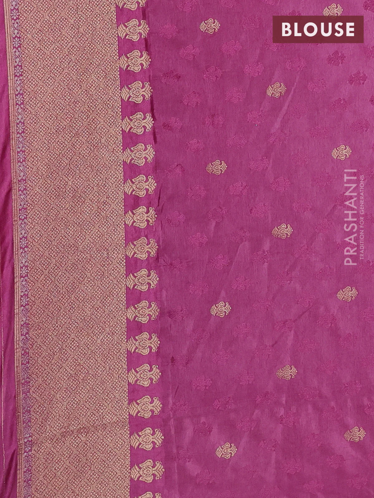 Semi kanchipuram partly saree mauve pink with allover silver & zari weaves and rettapet zari woven border - Image 5