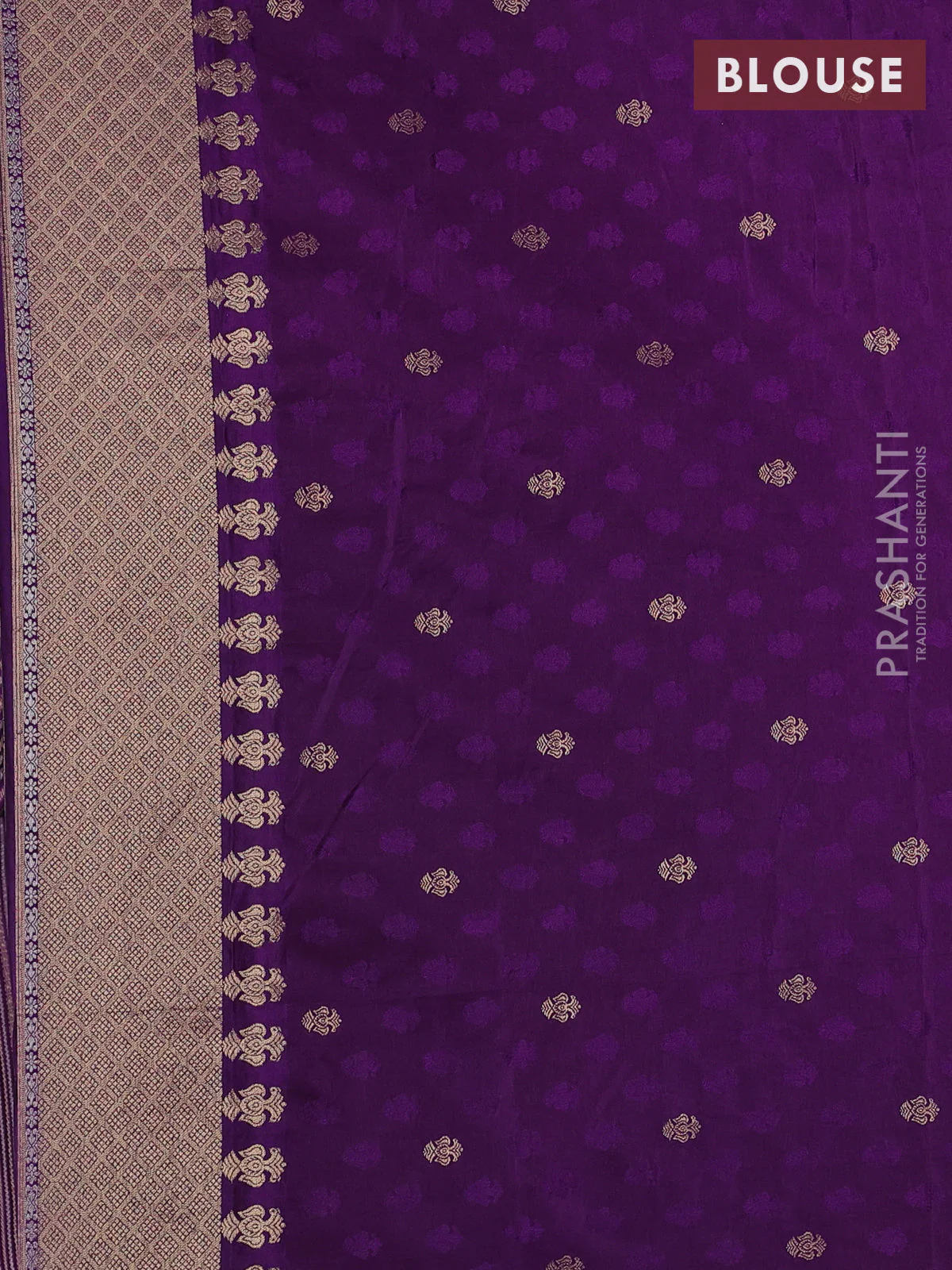 Semi kanchipuram partly saree purple with allover silver & zari weaves and rettapet zari woven border - Image 5