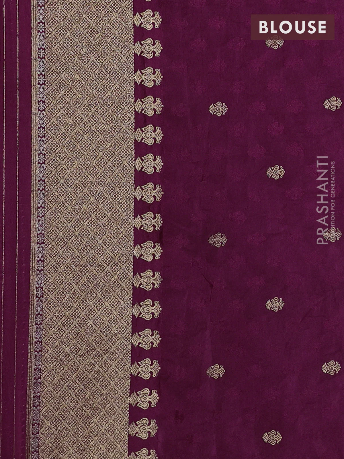 Semi kanchipuram partly saree wine shade with allover silver & zari weaves and rettapet zari woven border - Image 5