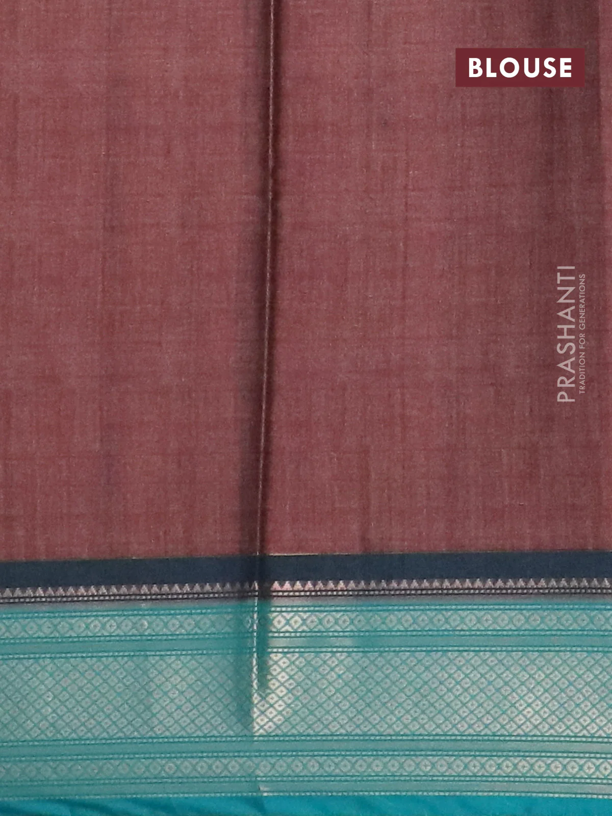 Semi kanchipuram silk saree brown and teal green with allover digital prints and zari woven border - Image 4