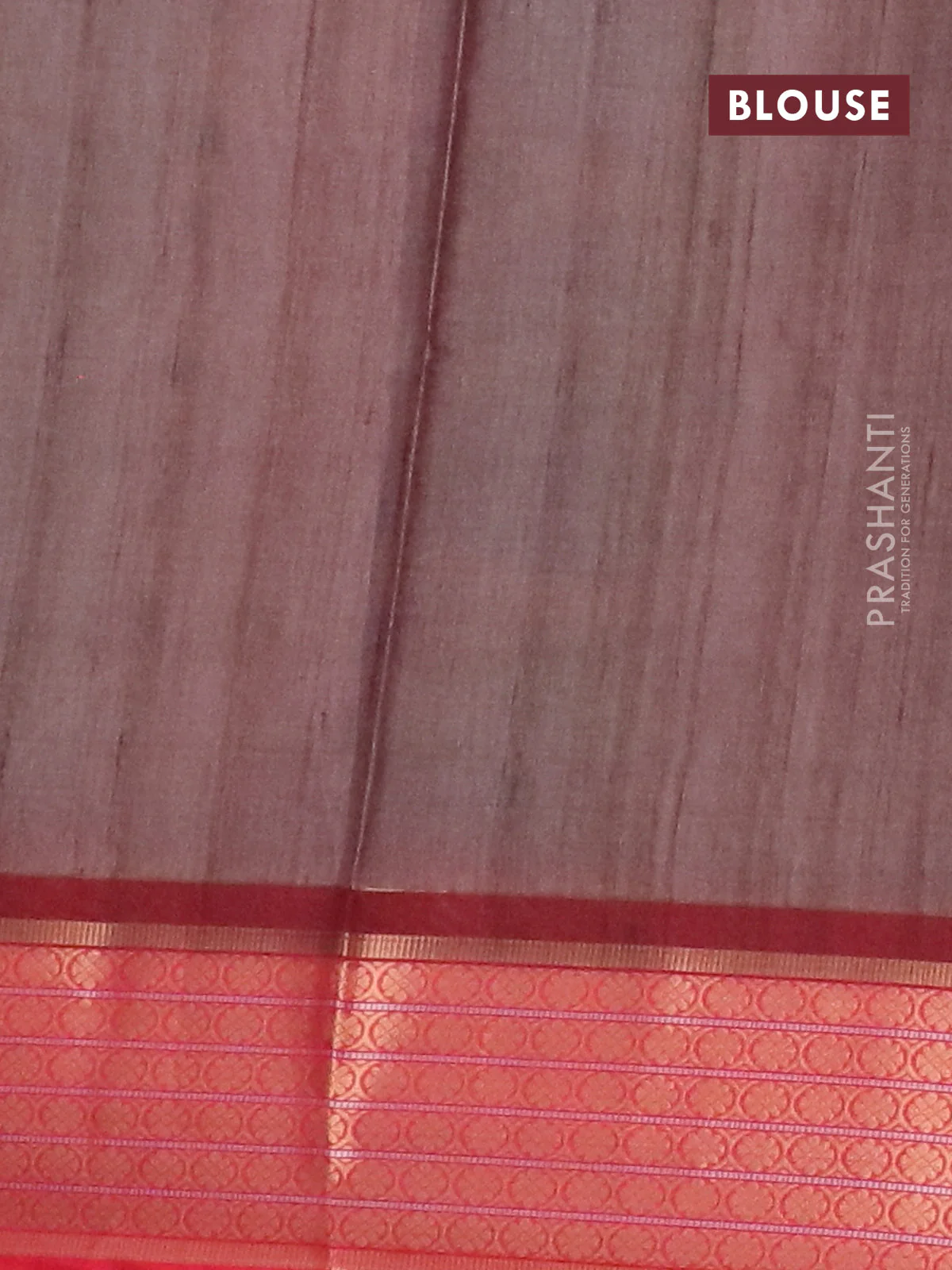 Semi kanchipuram silk saree brown shade and red with allover prints and zari woven border - Image 4