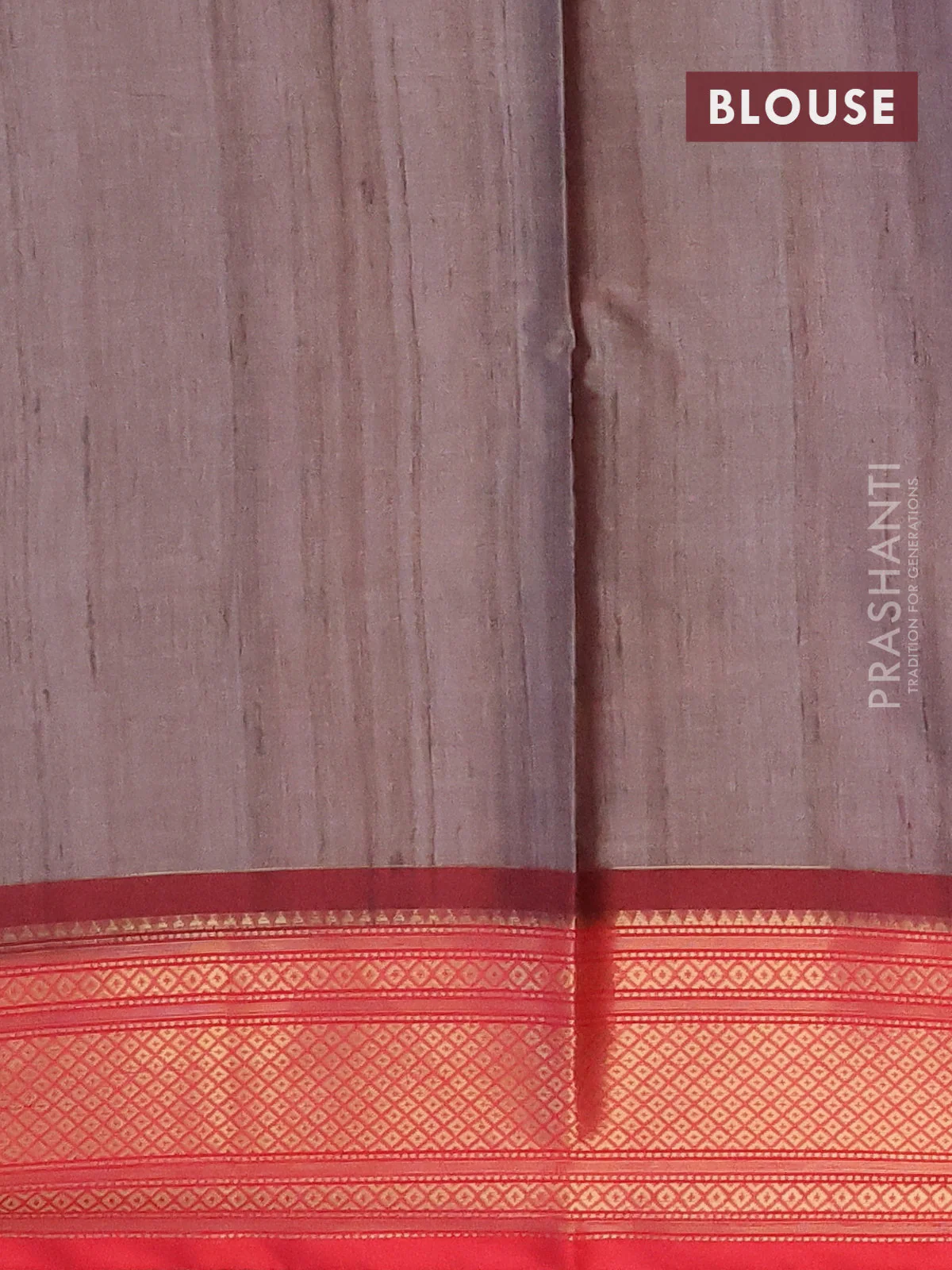 Semi kanchipuram silk saree brown shade and red with allover prints and zari woven border - Image 4