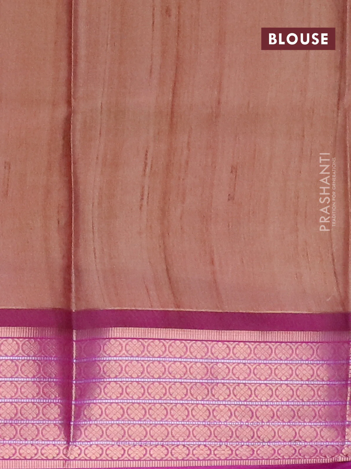 Semi kanchipuram silk saree dark sandal and purple with butta prints and zari woven border - Image 4