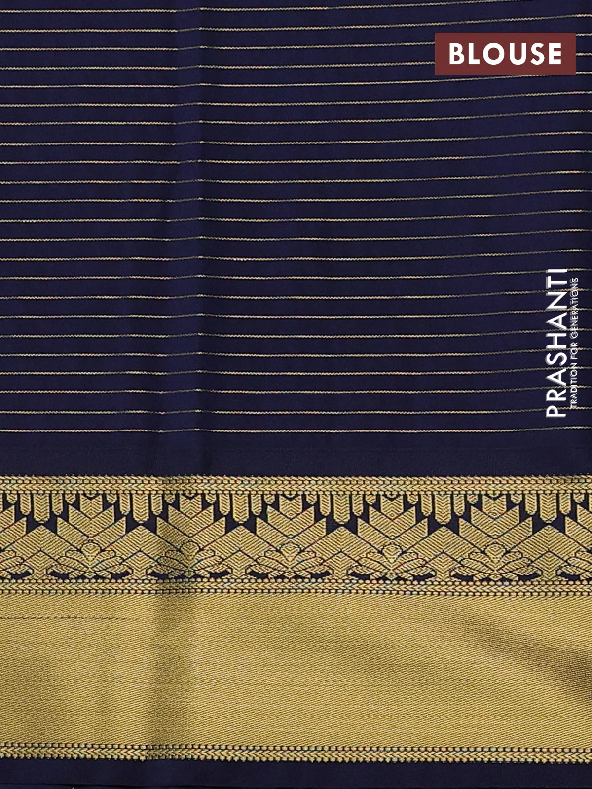 Semi kanchipuram silk saree green and navy blue with allover zari weaves & buttas and rich zari woven korvai border - Image 3