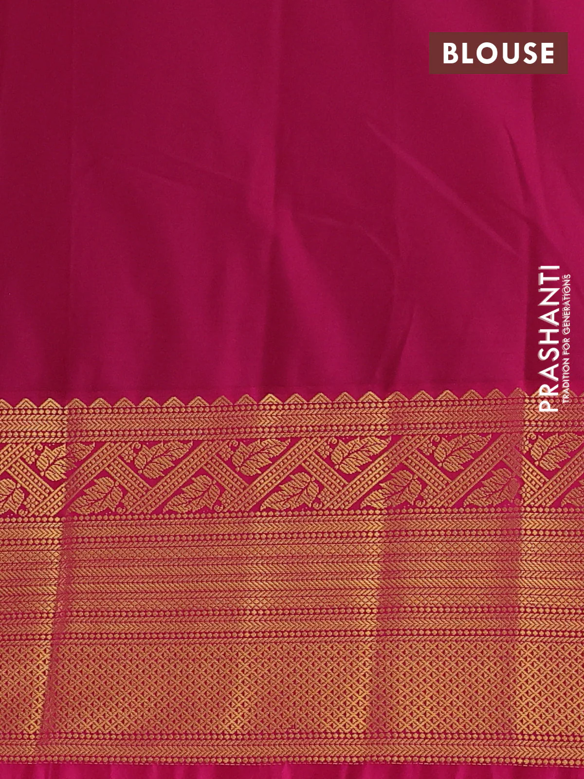 Semi kanchipuram silk saree green and pink with allover zari weaves & buttas and long zari woven border - Image 3