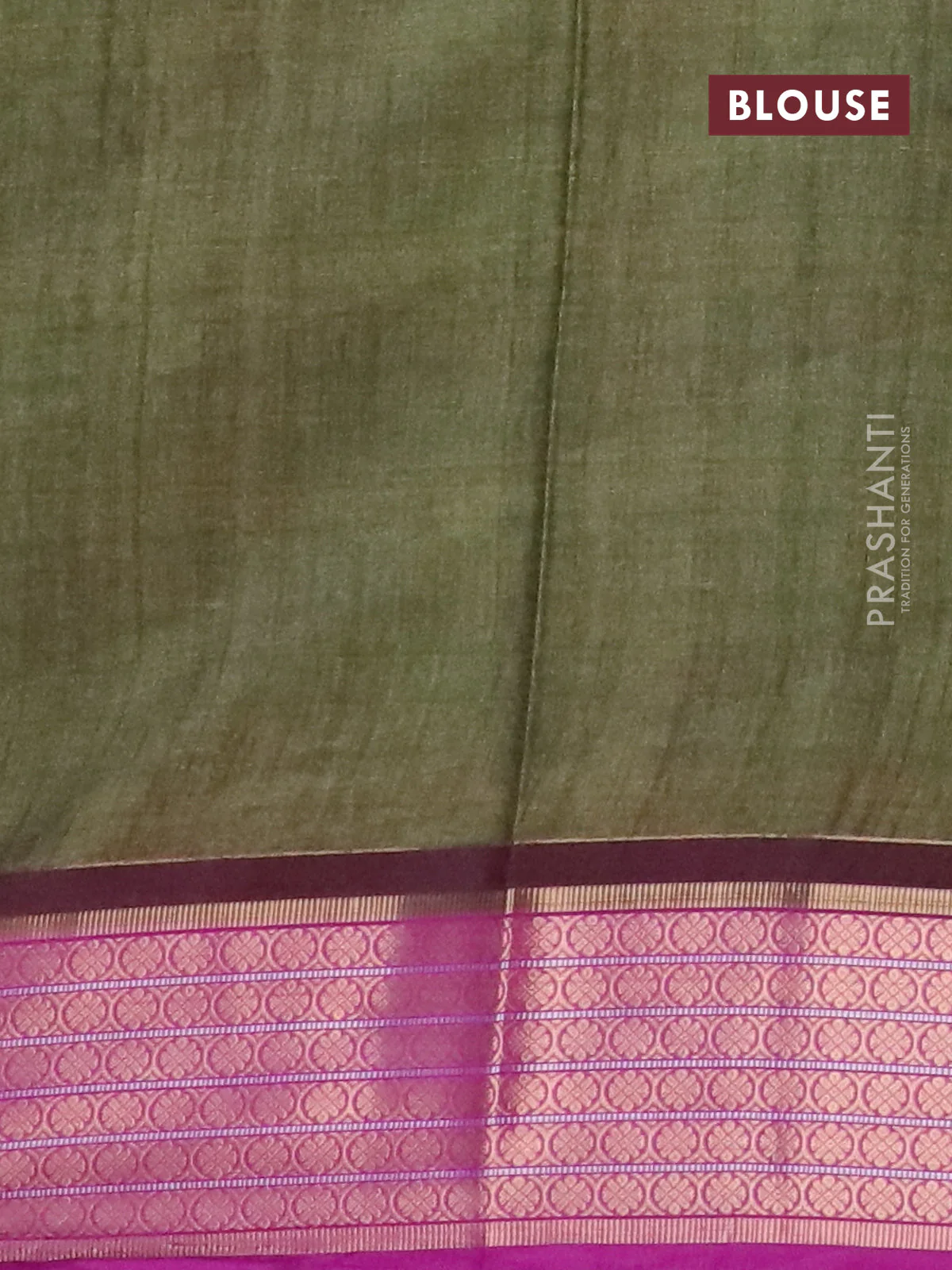 Semi kanchipuram silk saree green shade and purple with allover ikat digital prints and zari woven border - Image 4
